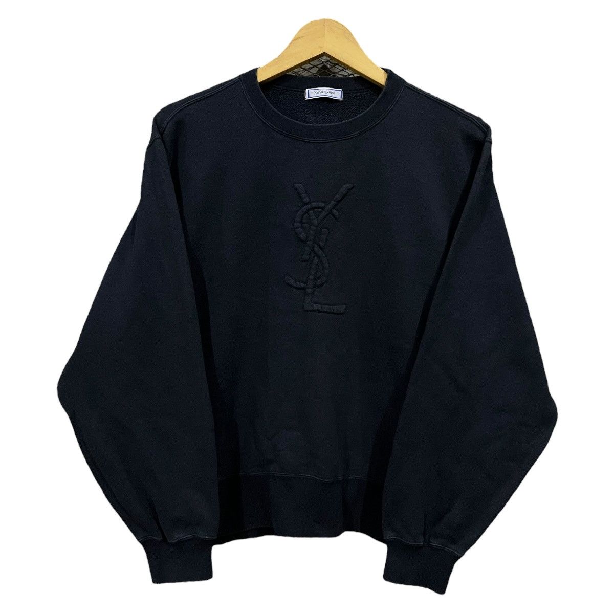 Vintage Vintage Yves Saint Laurent Embossed Big Logo Sweatshirt Size US M / EU 48-50 / 2 - 2 Thumbnail