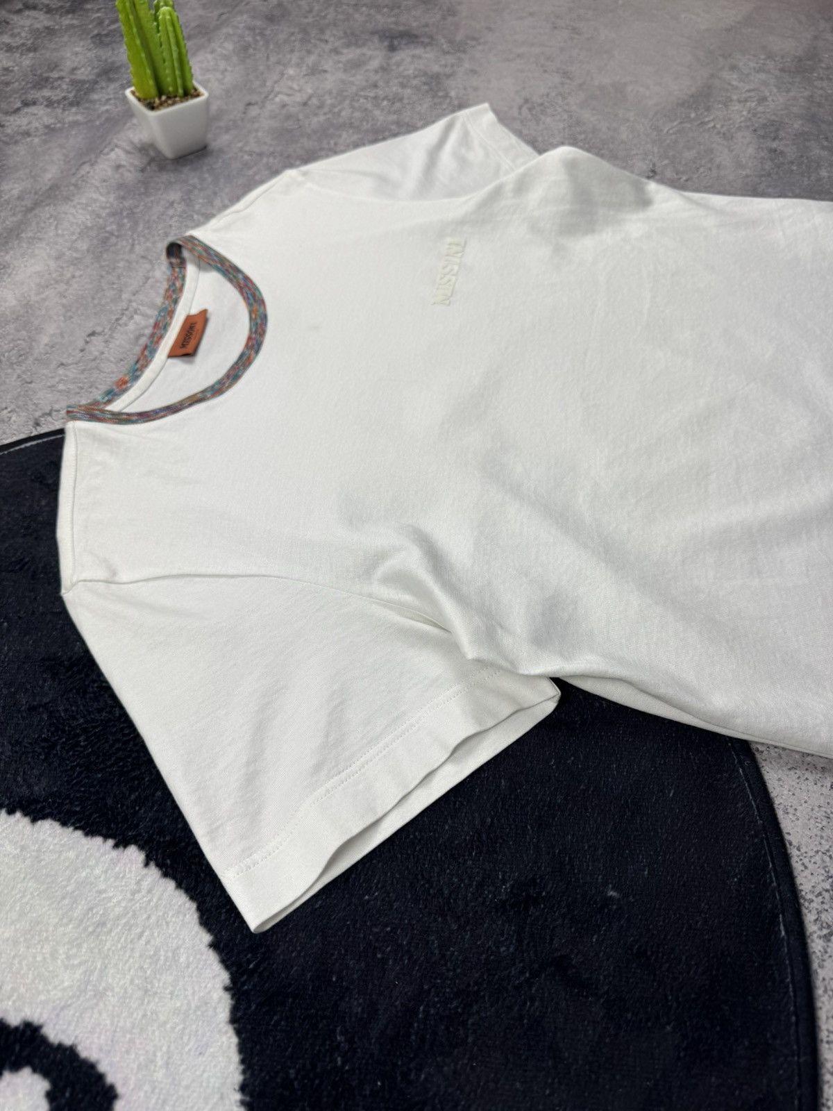 Missoni Missoni Logo T-shirt w/ Signature Space-Dye Knit Collar Size US S / EU 44-46 / 1 - 2 Thumbnail
