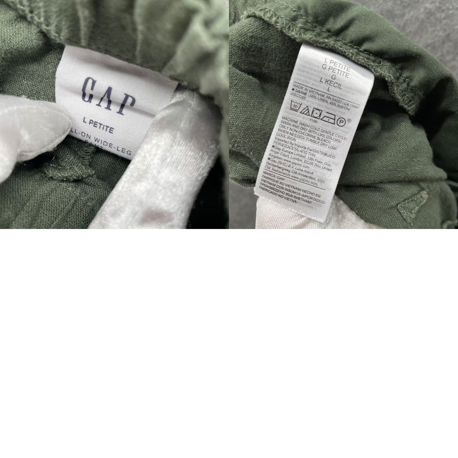 Gap VINTAGE? No. Gap Linen Blend Pants Womens LP Olive Green Pull On Wide Leg High Rise Pants Size 36" / US 14 / IT 50 - 8 Thumbnail