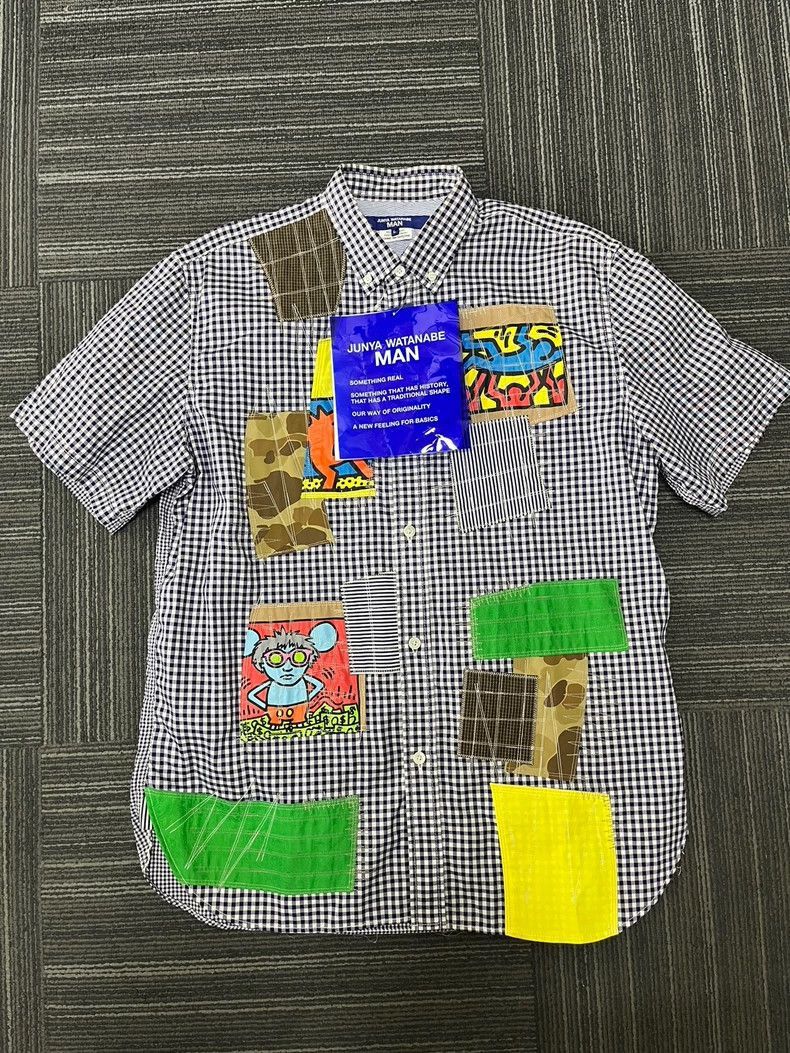 Junya Watanabe Junya Watanabe Patchwork Short Sleeve Shirt Size US L / EU 52-54 / 3 - 1 Thumbnail