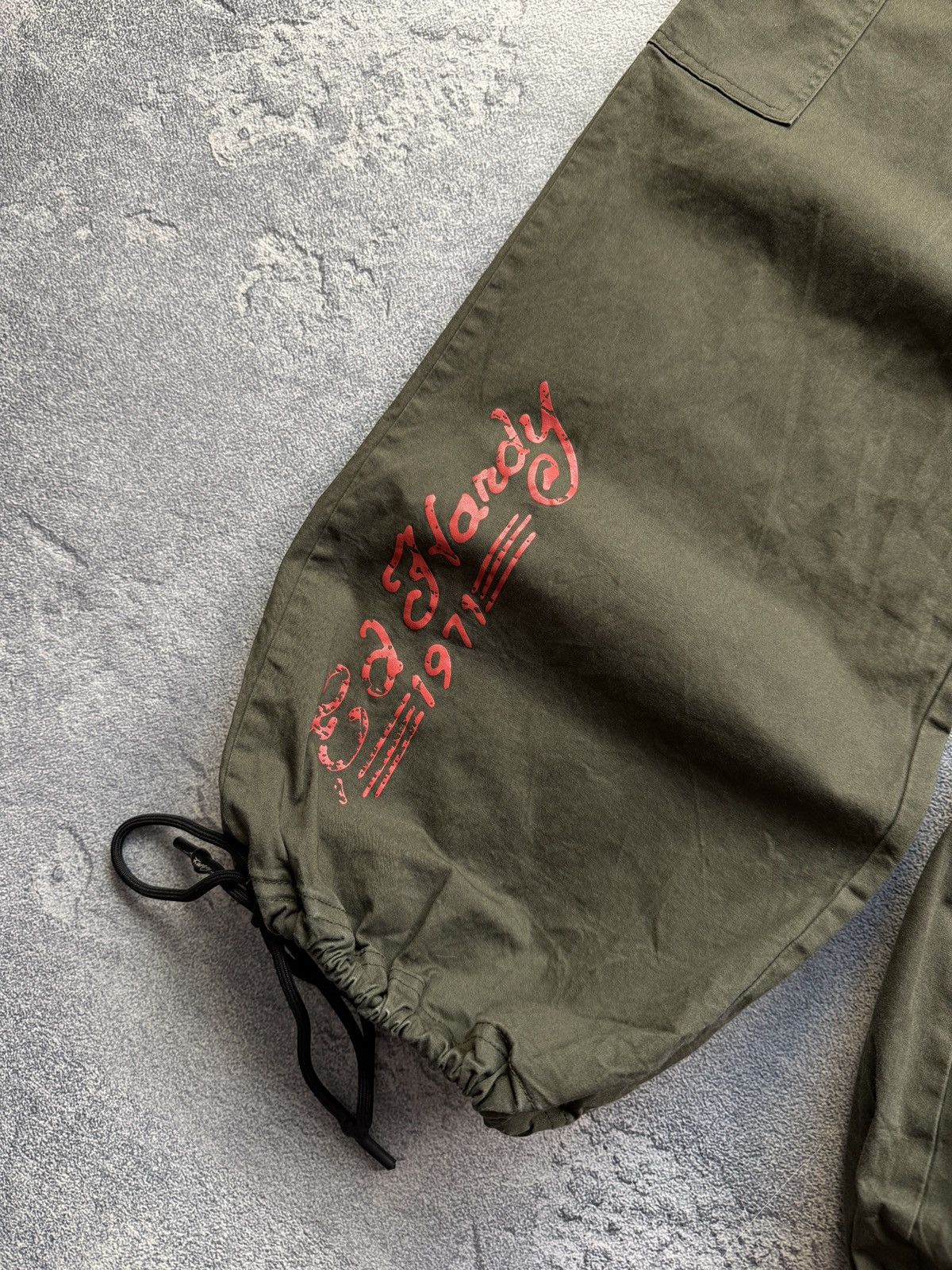 Ed Hardy Ed Hardy Pants Olive Logo Wide Leg Cargo Baggy Drill Size US 32 / EU 48 - 6 Thumbnail