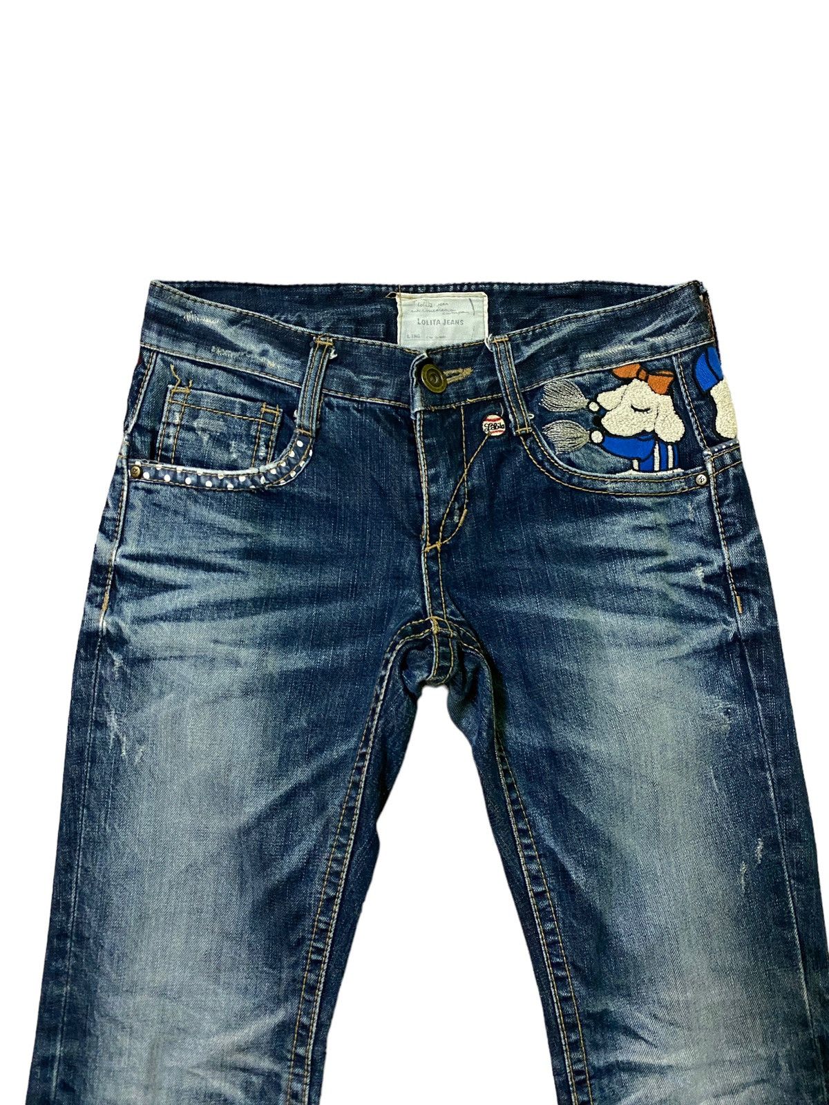 Japanese Brand × Vintage Rare Yoshitomo Nara Lolita Embroidered Jeans Size US 28 / EU 44 - 3 Thumbnail