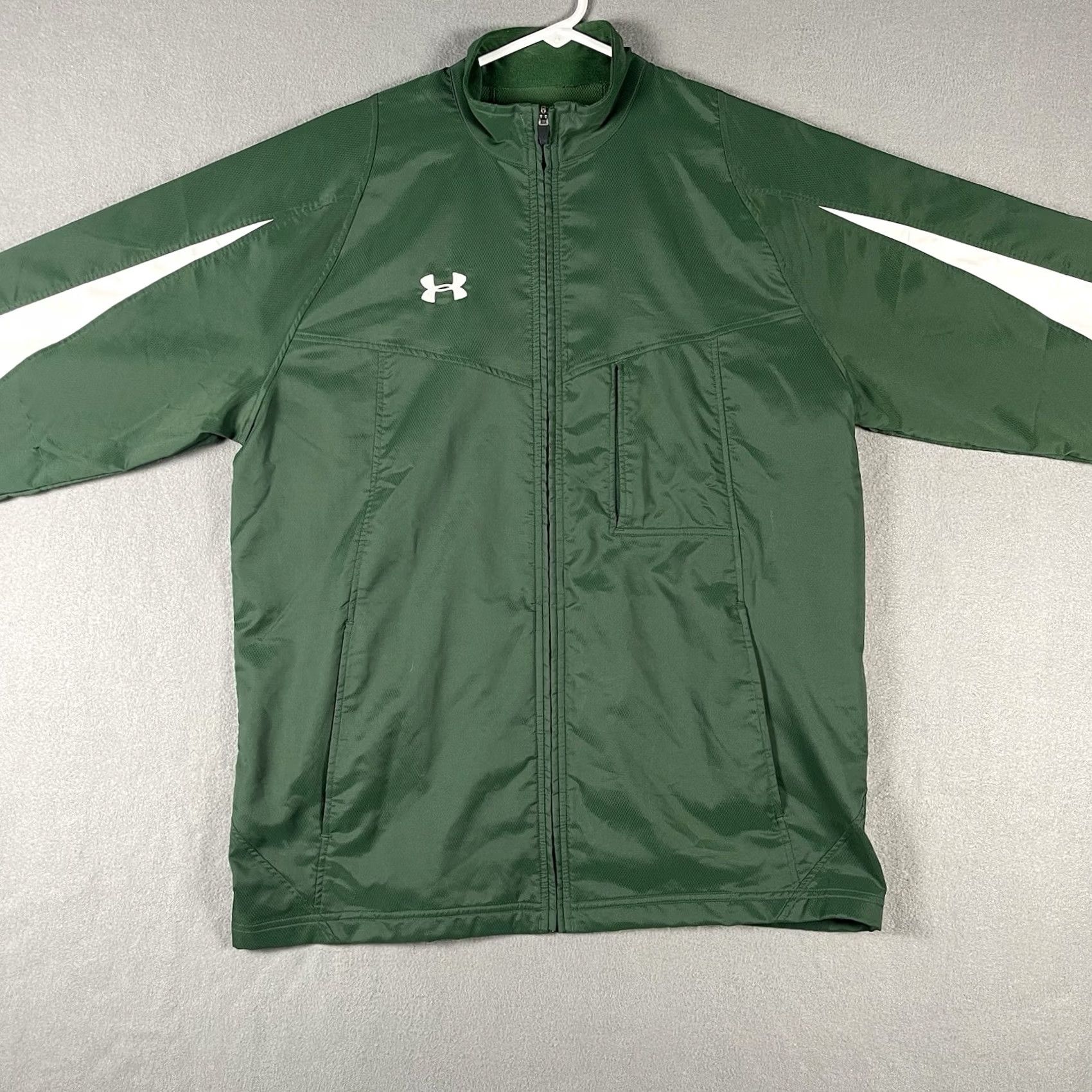 Under Armour Under Armour Jacket Mens M Green White Full Zip All Seasons Gear Track Jacket Athletic Pockets Size US M / EU 48-50 / 2 - 3 Thumbnail