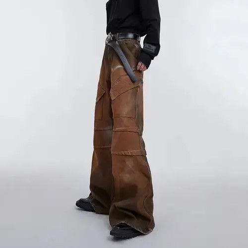 Japanese Brand × Jean Baggy Jeans Wide Leg Denim Pants Waste Soild Retro Tie Dyed Size US 32 / EU 48 - 2 Thumbnail