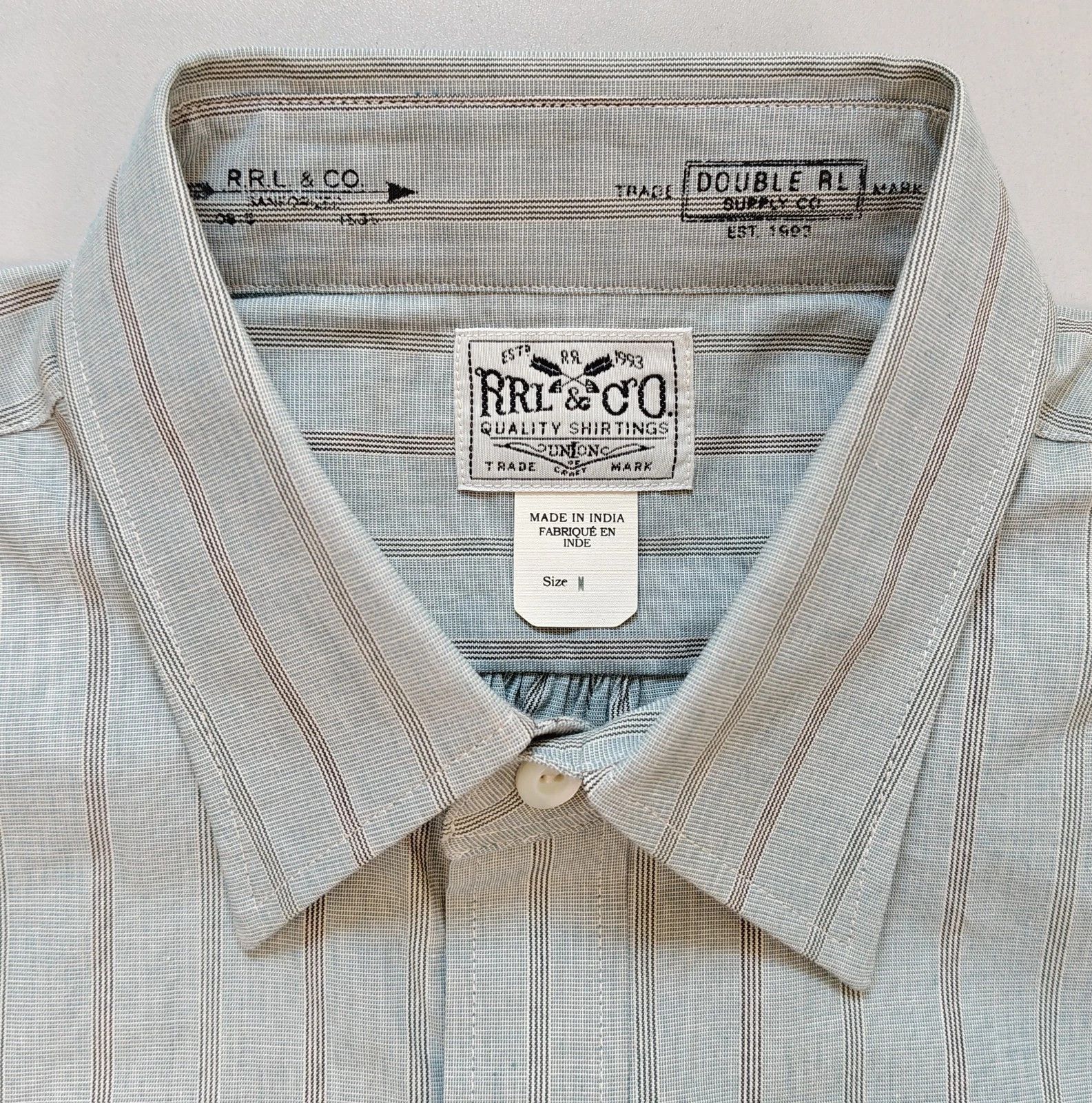 RRL Ralph Lauren Double RL Slim Fit Striped Dobby Shirt T 9104 Size US M / EU 48-50 / 2 - 5 Thumbnail