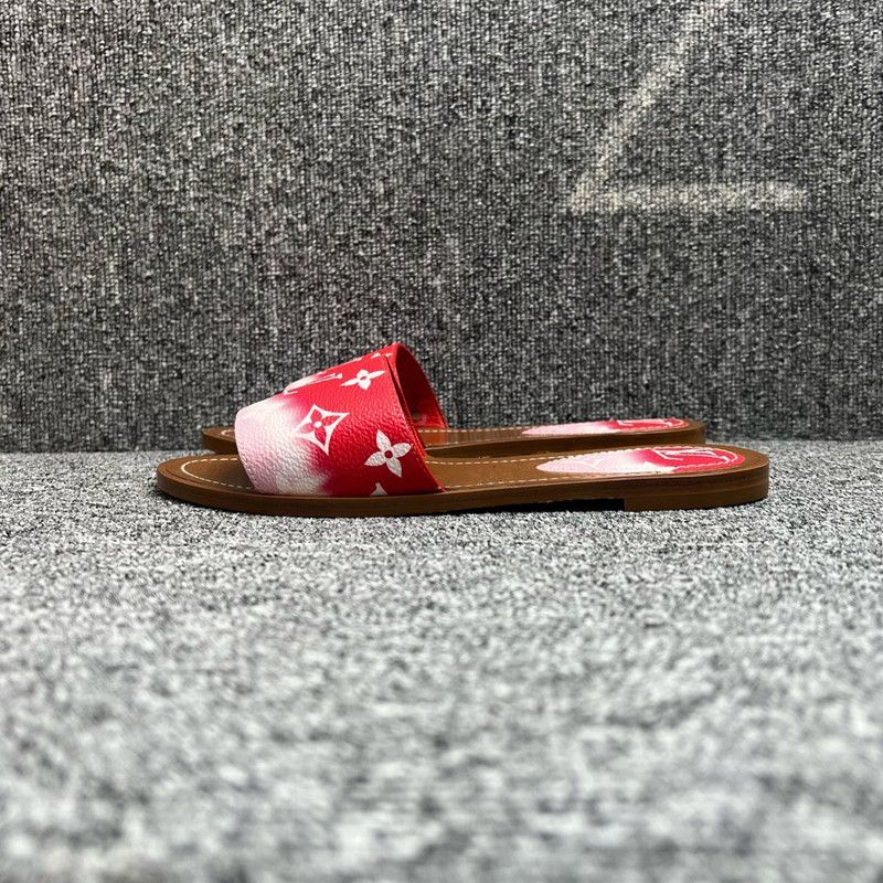 Louis Vuitton Louis Vuitton Red Lock It Flat Slide Sandals 0079 Size US 6 / IT 36 - 1 Thumbnail