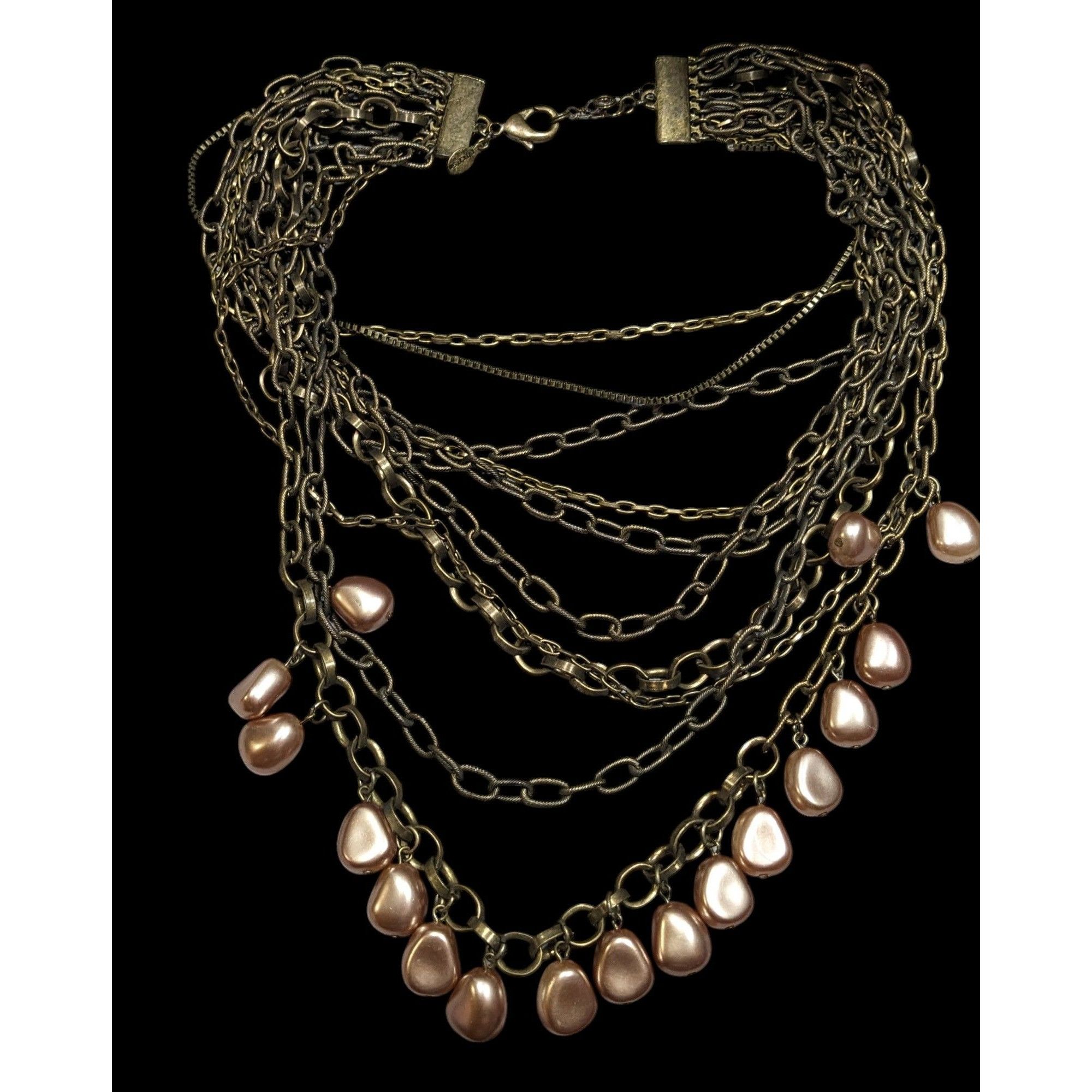 Chicos Chicos Rustic Glam Kyleen Brass Tone And Faux Pearl Multilay Size ONE SIZE - 1 Thumbnail