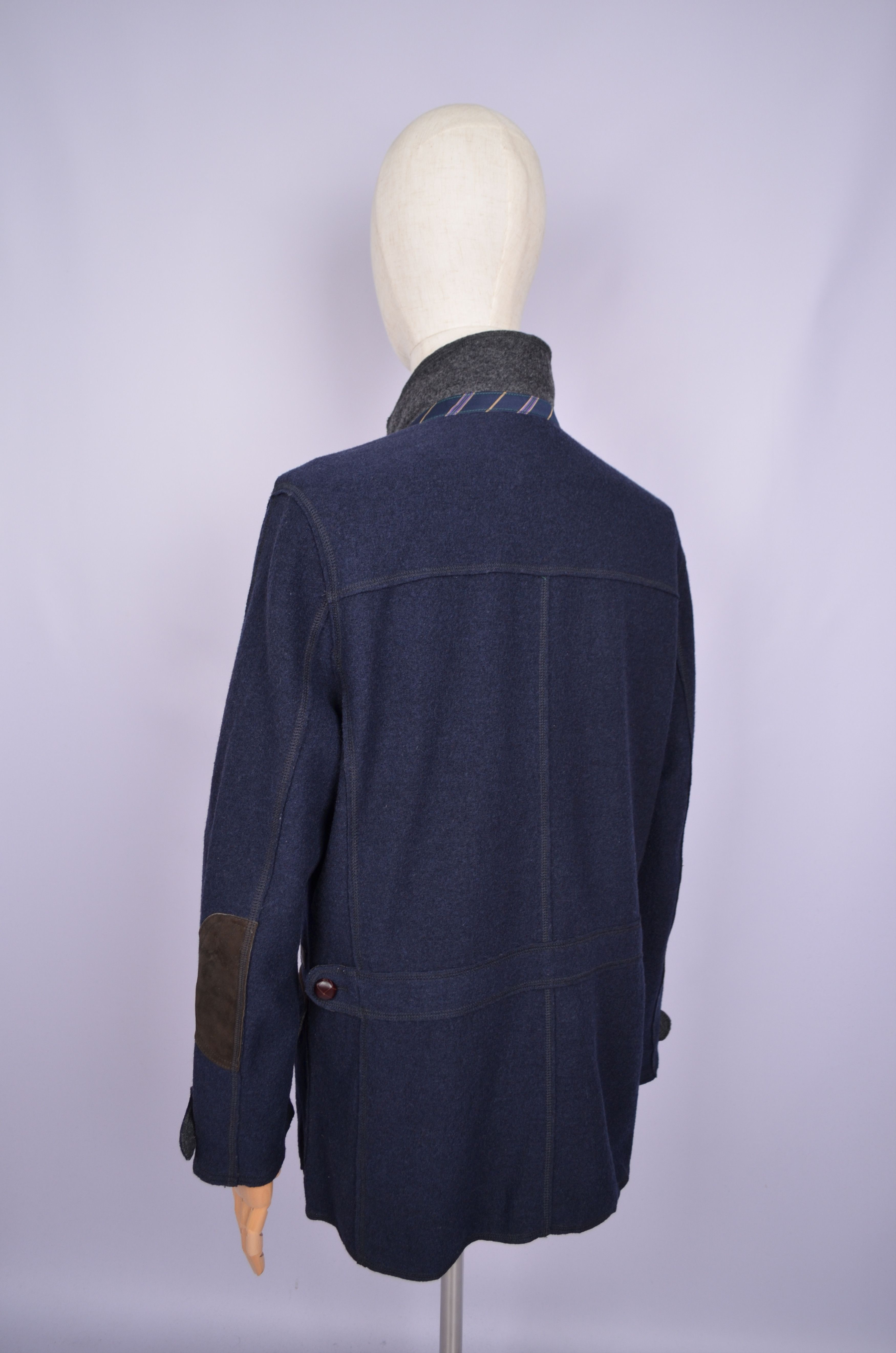 Bogner × Designer Bogner 100% Wool Navy Unlined Knit Blazer Jacket Size US42 Size 42R - 12 Thumbnail