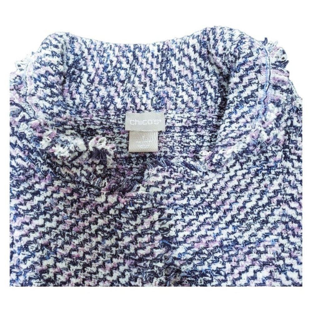 Chicos CT767 Chico's Ladies Tweed Like Blue, Pink Ladies Blazer Size M / US 6-8 / IT 42-44 - 5 Thumbnail