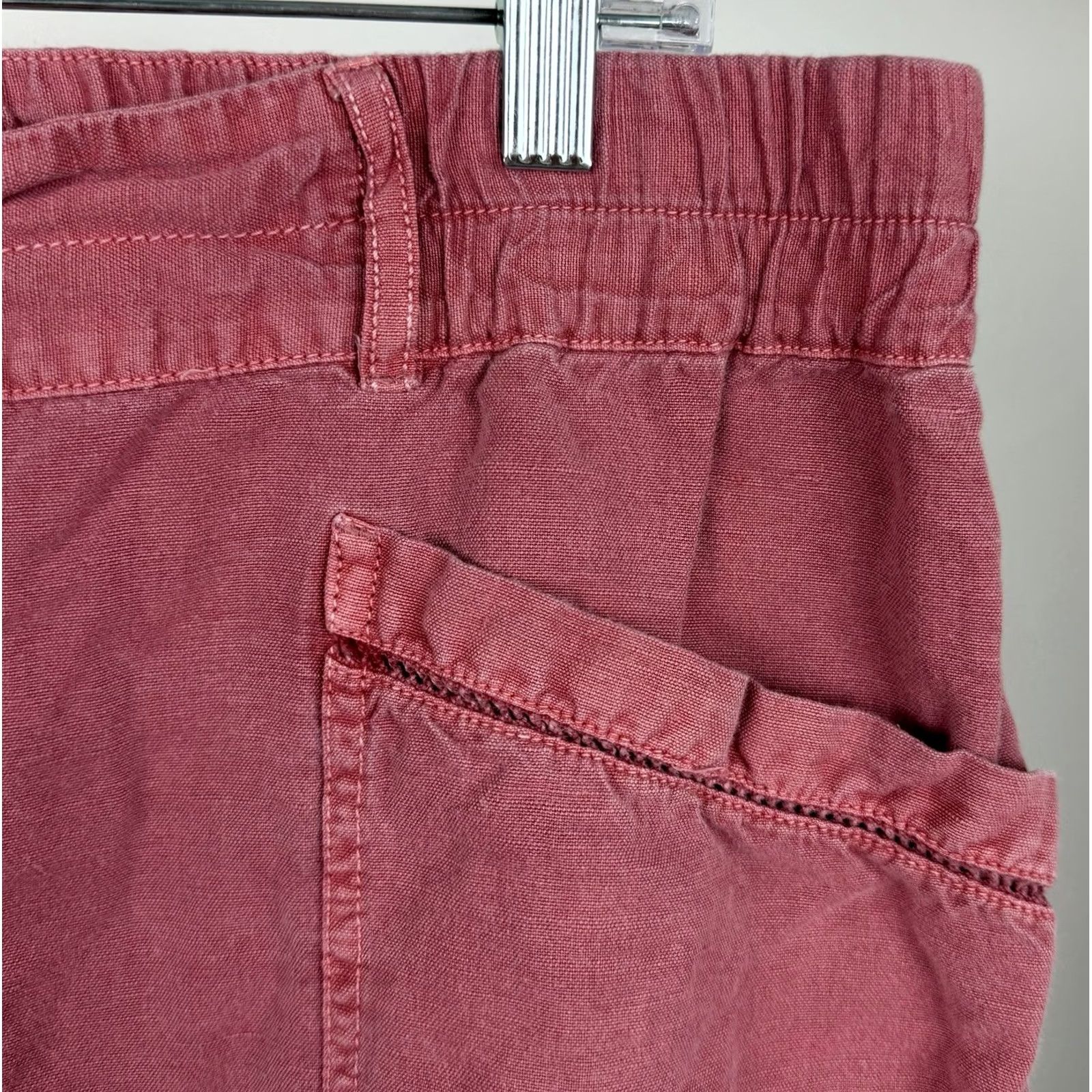 Vintage Sundance Pants Womens 16 Salmon Pink Linen Cotton Blend Elastic Waist Size 38" / US 16 / IT 52 - 4 Thumbnail