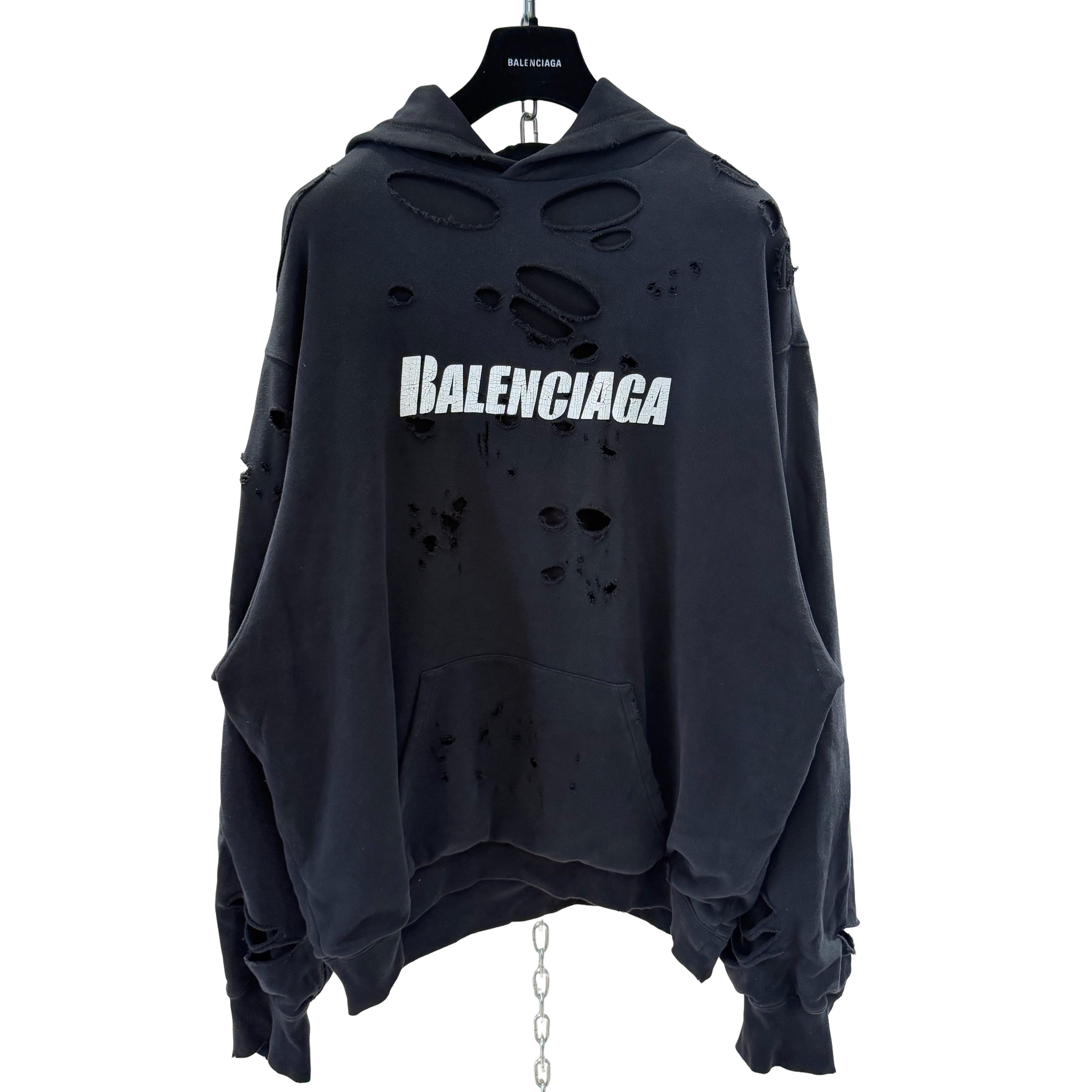 Balenciaga Balenciaga Destroyed Hoodie | Grailed