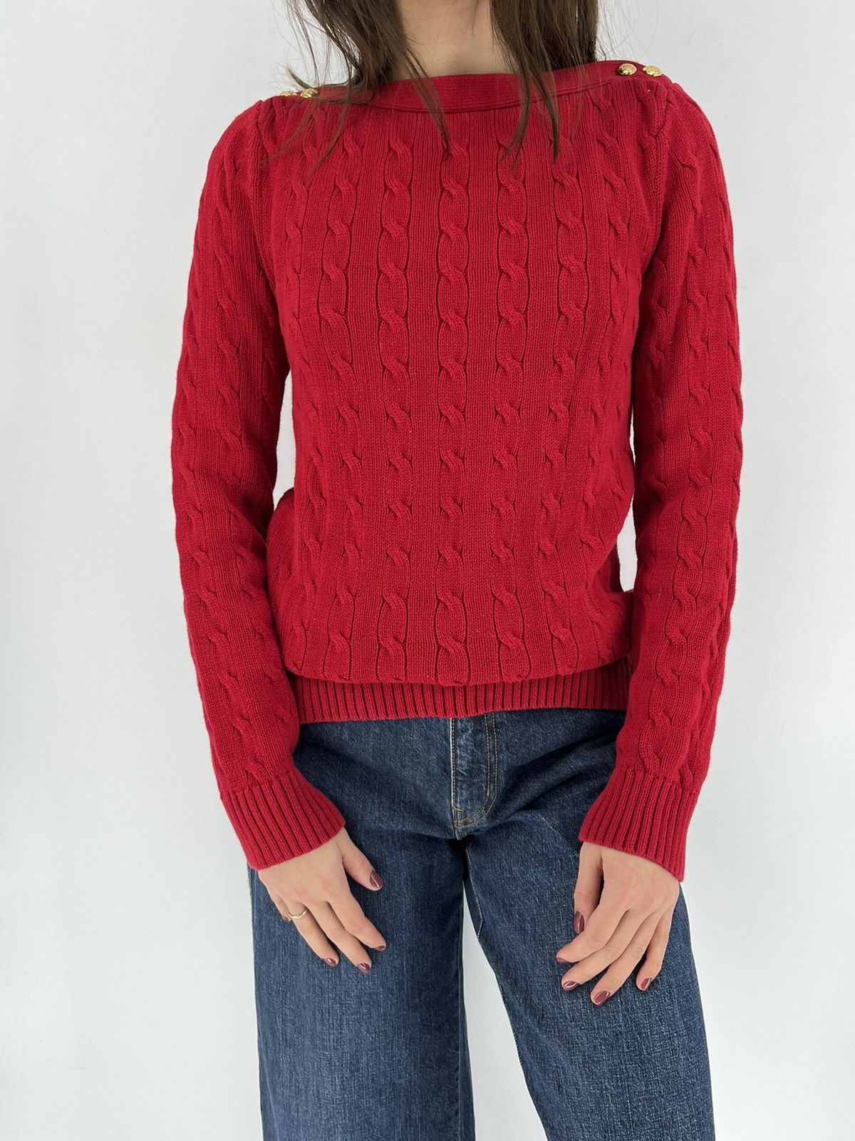 Polo Ralph Lauren × Ralph Lauren × Vintage Ralph Lauren Purple Label Cable Knit Sweater Jumper Size M / US 6-8 / IT 42-44 - 1 Thumbnail