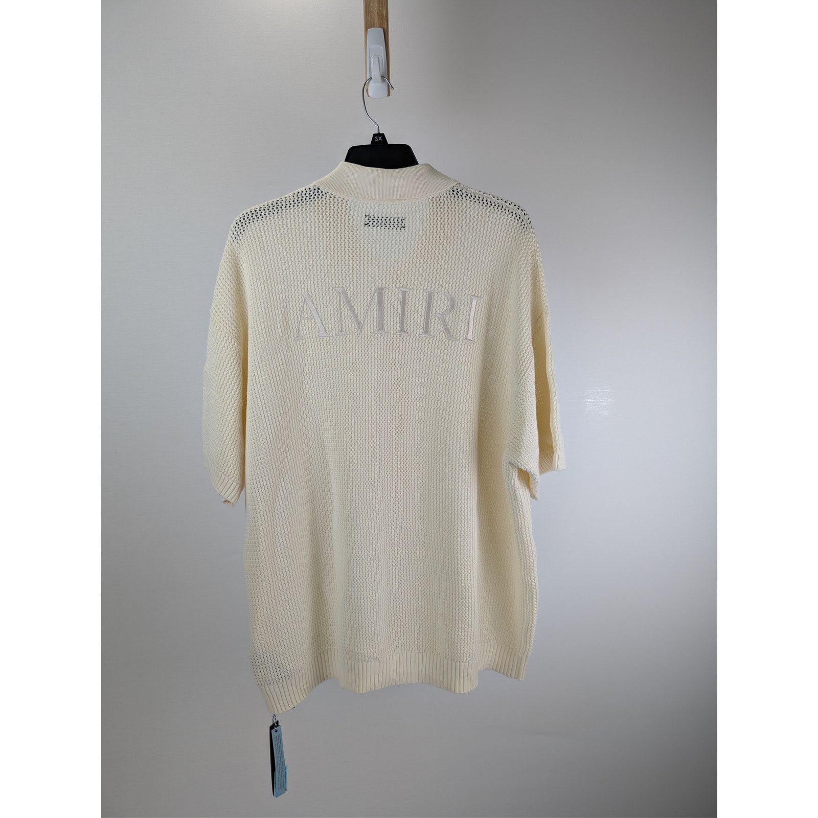 Amiri o1rshd1 Amiri Crochet Button up Half Sleeve Shirt in Ivory Size US XL / EU 56 / 4 - 10 Thumbnail
