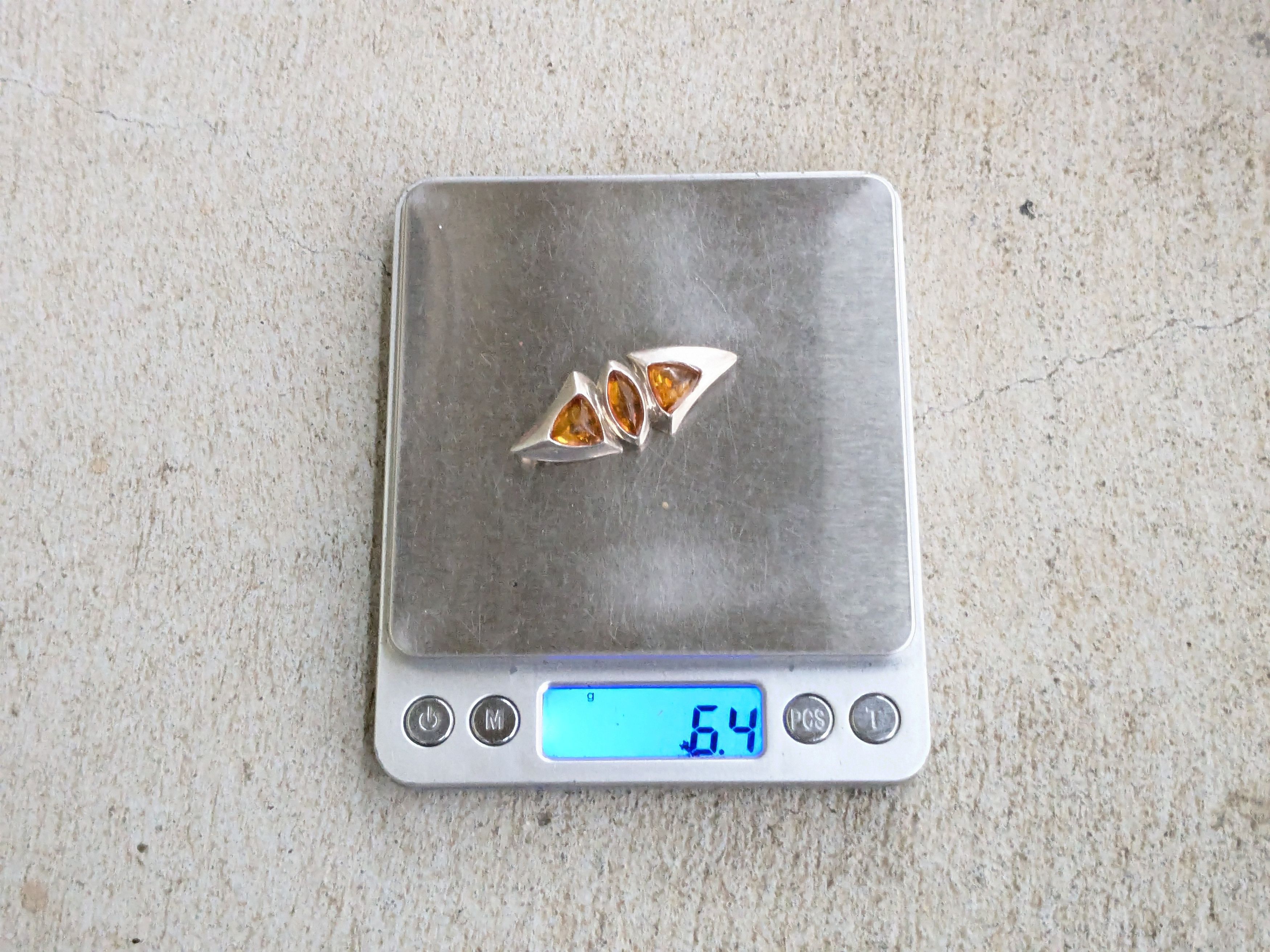 Jewelry Vintage Sterling Silver Amber Pin Brooch Abstract Modern Size ONE SIZE - 10 Thumbnail