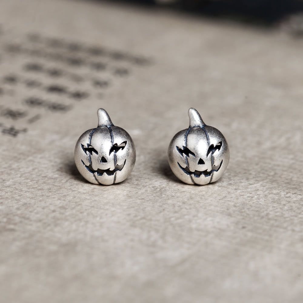 Jewelry Halloween Pumpkin Design Earrings One Pairs Chrome Jewelry Size ONE SIZE - 1 Thumbnail