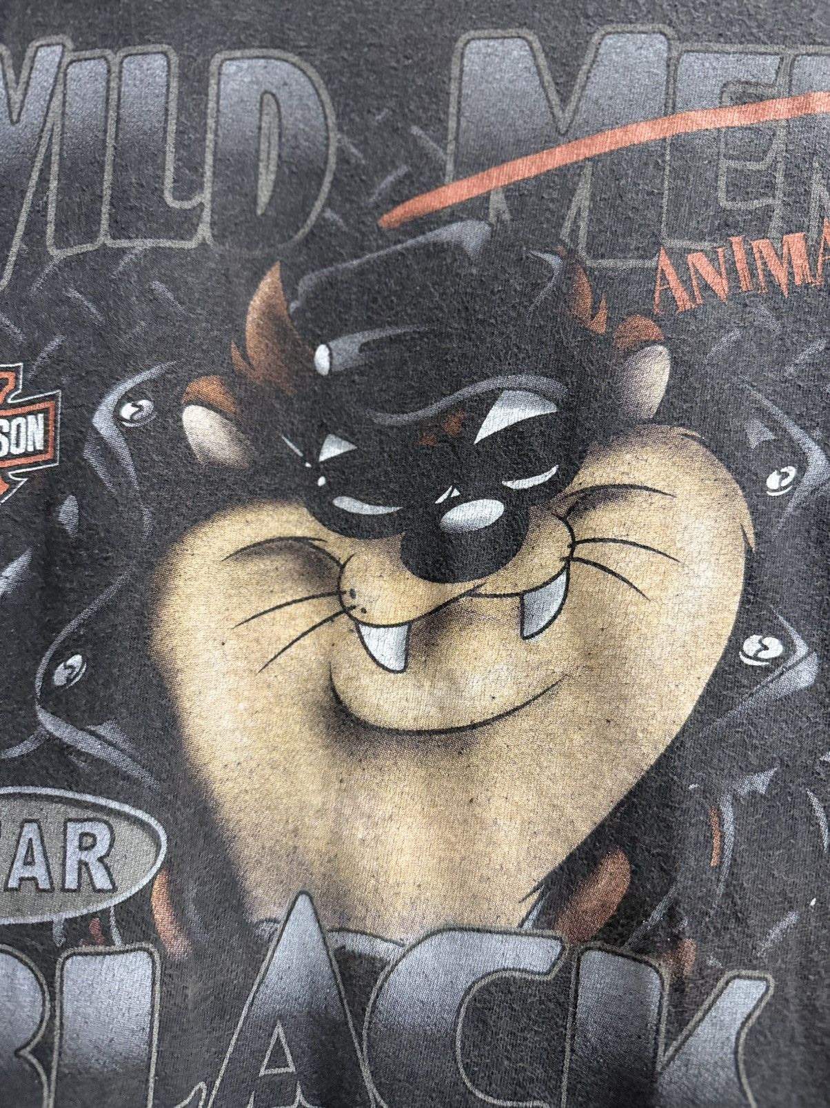 Harley Davidson Vintage Harley Davison Wild Animals Black Taz Faded Tee Size US XL / EU 56 / 4 - 5 Thumbnail