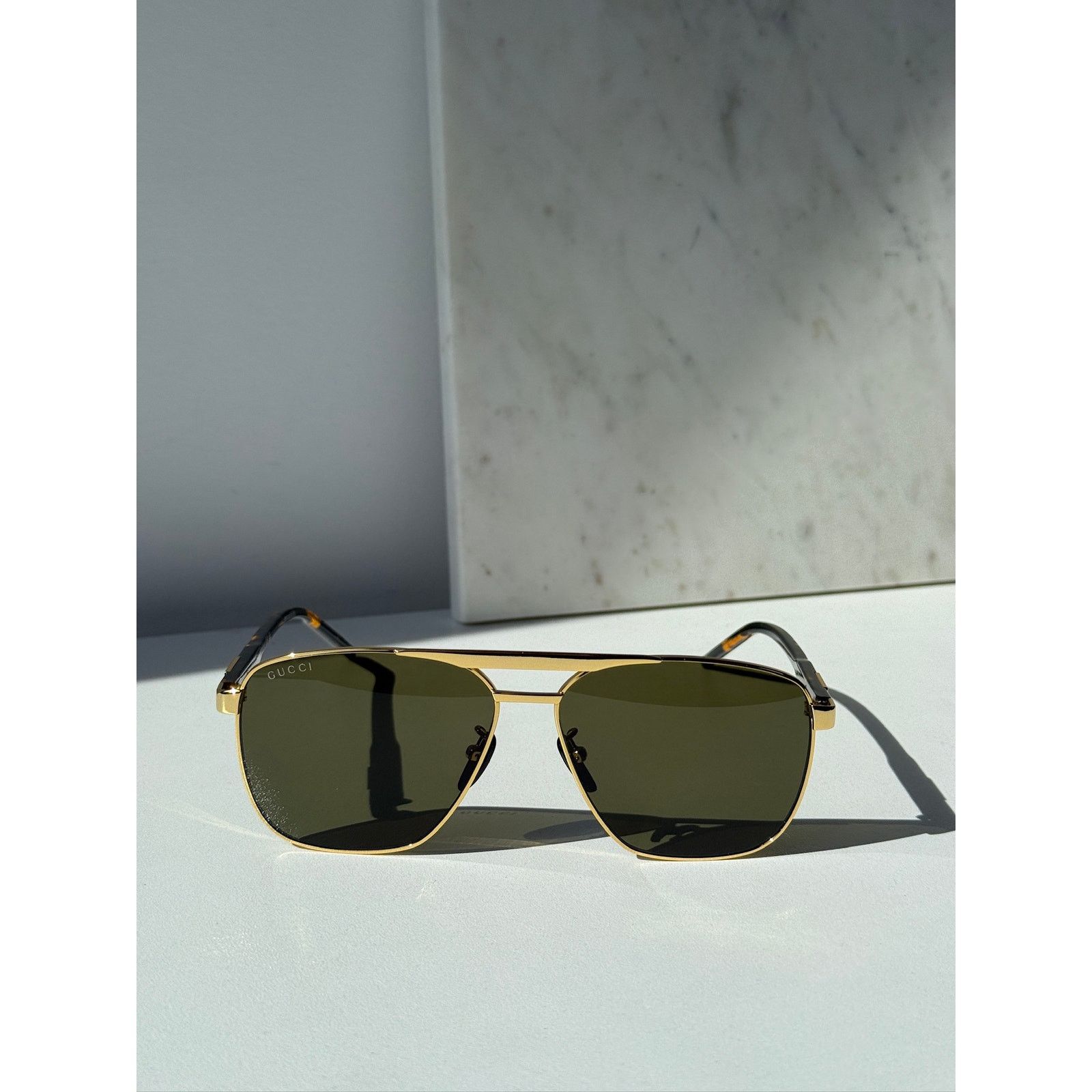 Gucci NEW Gucci GG1164S Squared Gold Aviator Unisex Sunglasses Size ONE SIZE - 5 Thumbnail