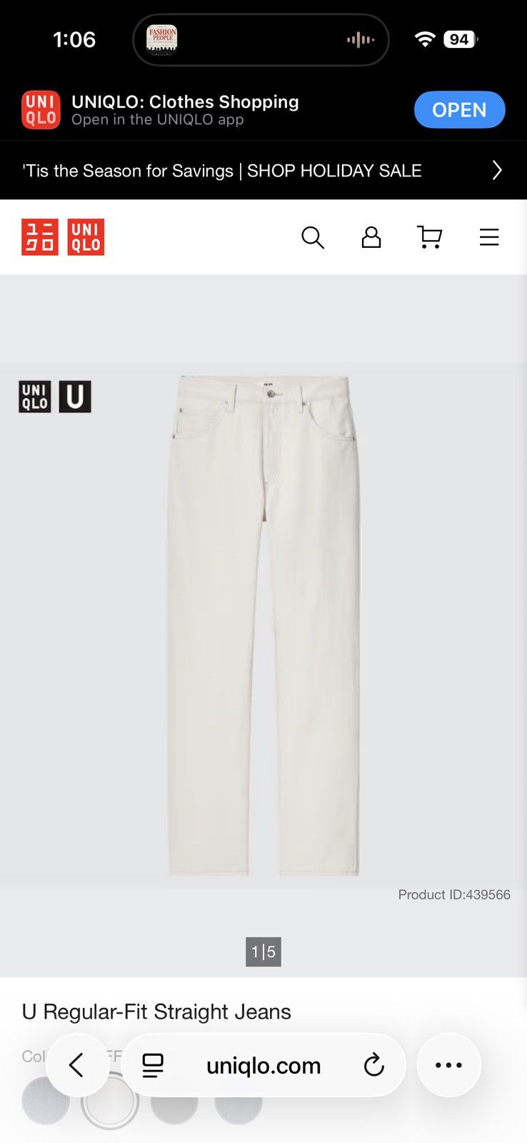 Lemaire × Uniqlo Uniqlo U Lemaire White Straight Denim Size US 26 / EU 42 - 2 Thumbnail