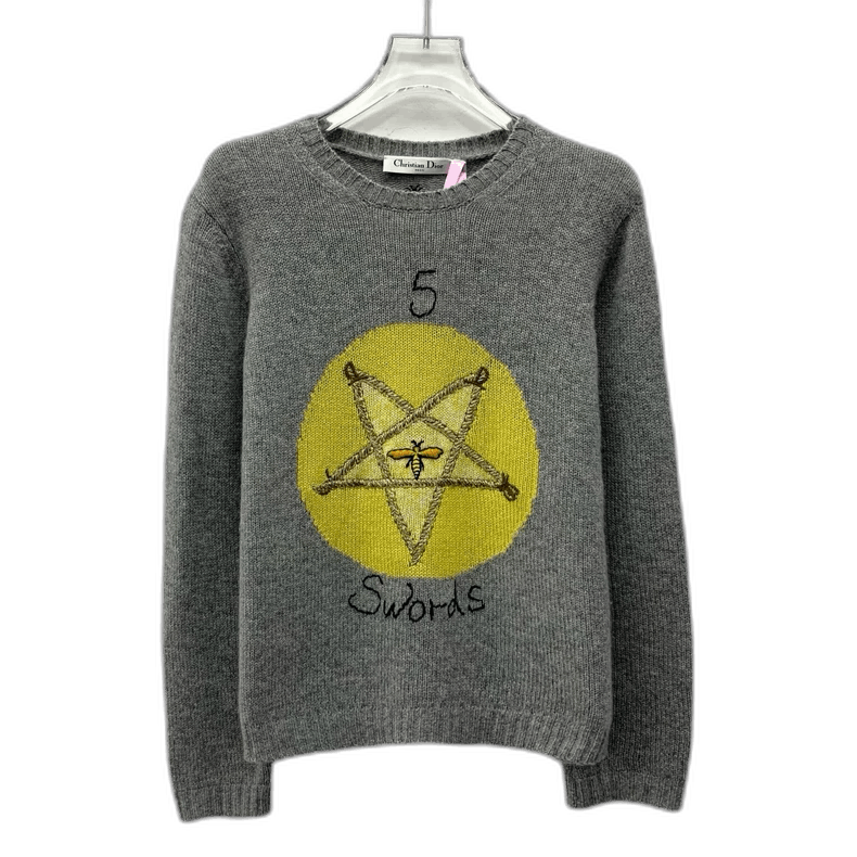 Dior Christian Dior Gray Knit Sweater with Embroidery Size S / US 4 / IT 40 - 1 Thumbnail