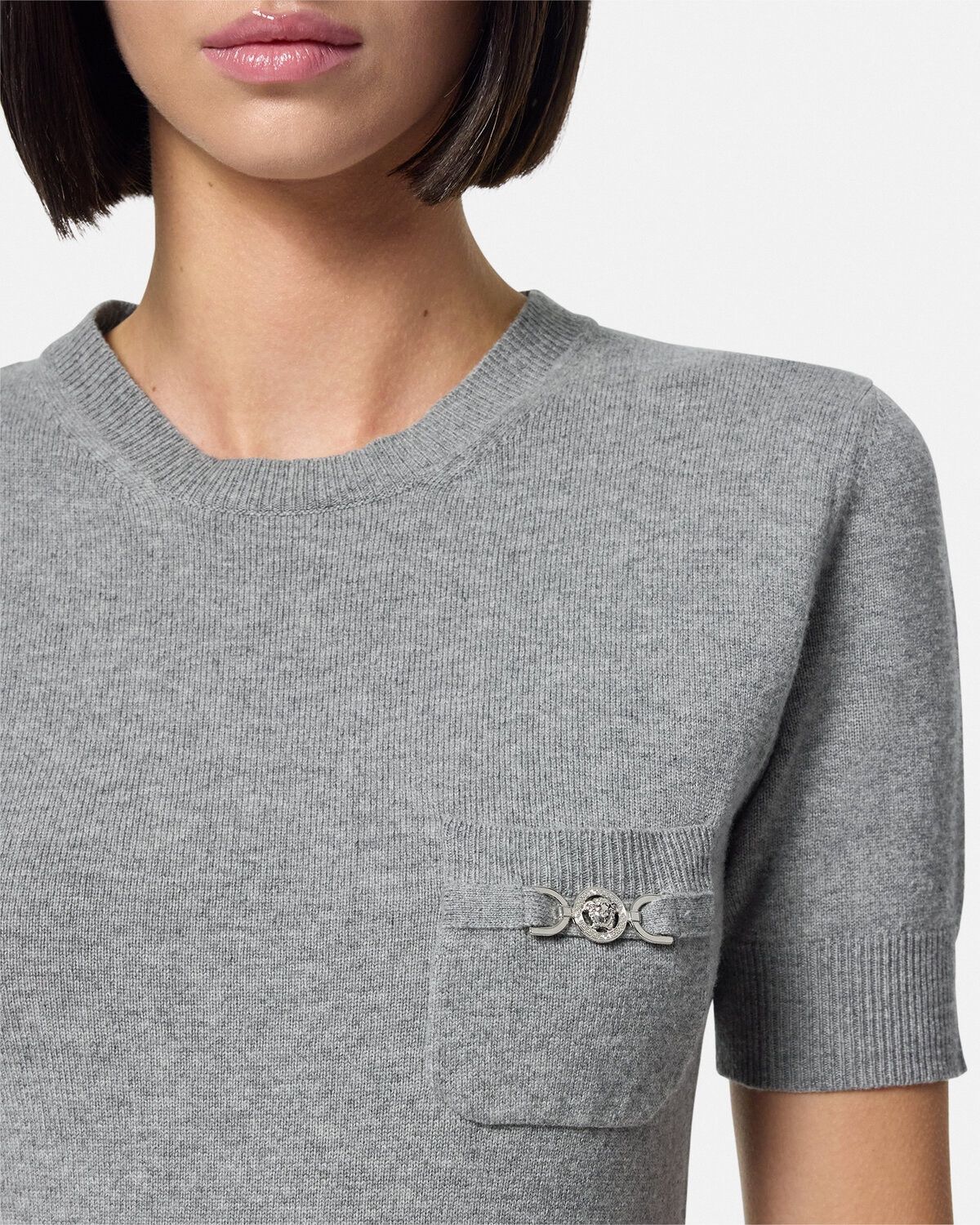 Versace o1y0226 Short Sleeves Sweater in Gray Size M / US 6-8 / IT 42-44 - 2 Thumbnail