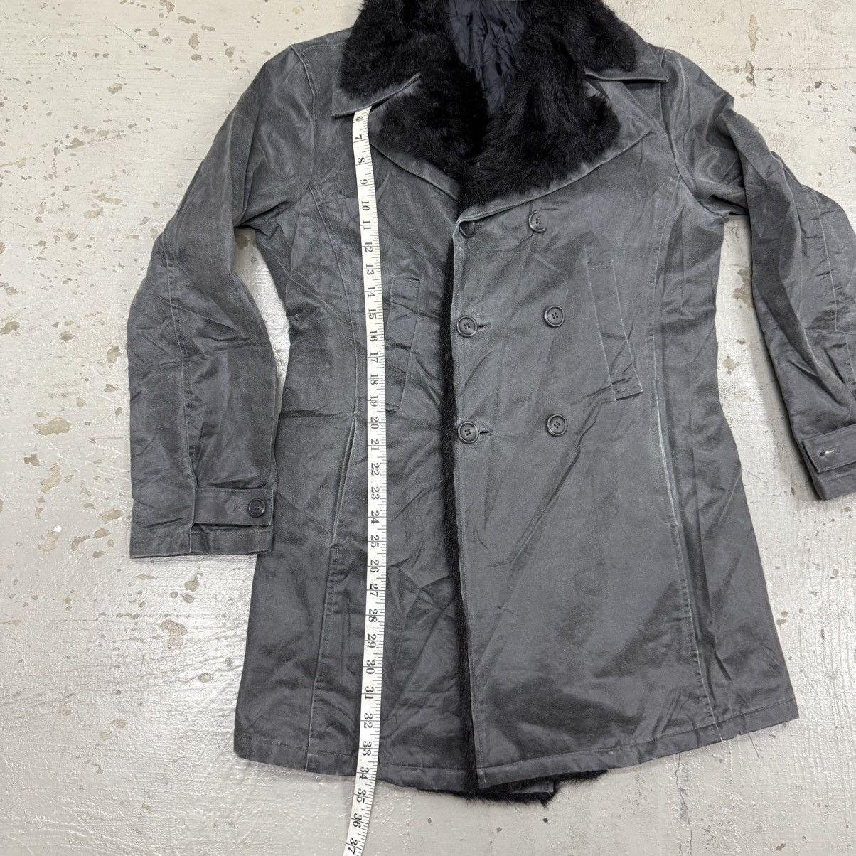 Tornado Mart 2000s Tornado Mart Shearling Fur Waxed Midi Coat Punk Size US L / EU 52-54 / 3 - 7 Thumbnail