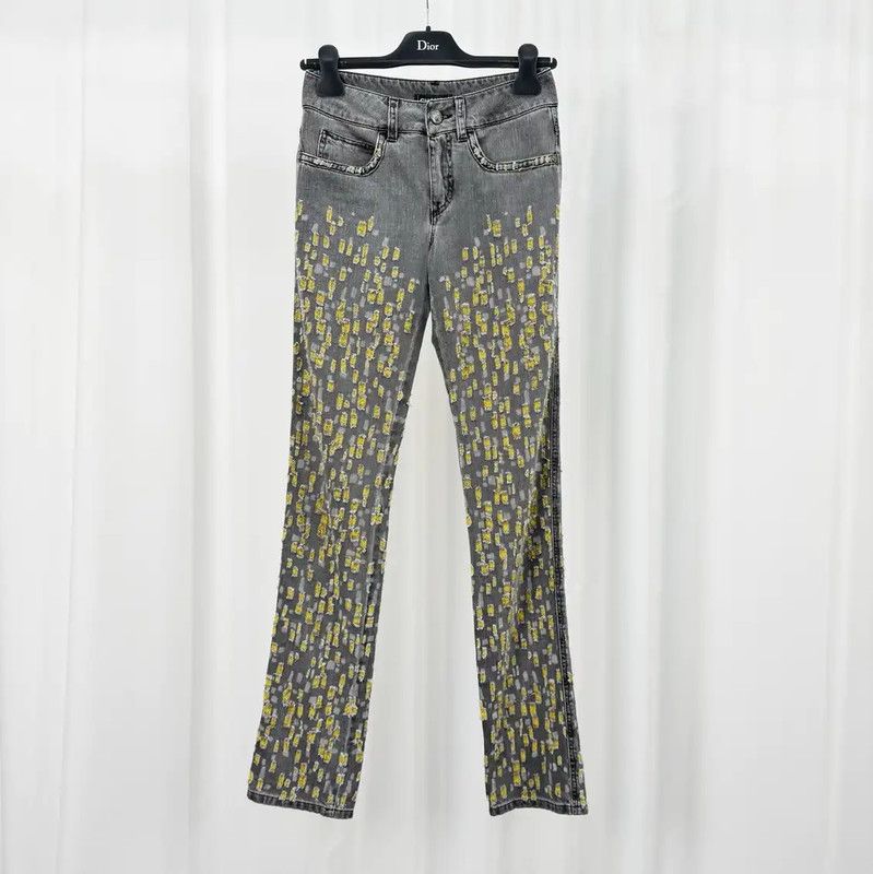 Chanel Chanel Gray Embroidered Denim Pants for Women 0089 Size 22" - 1 Thumbnail