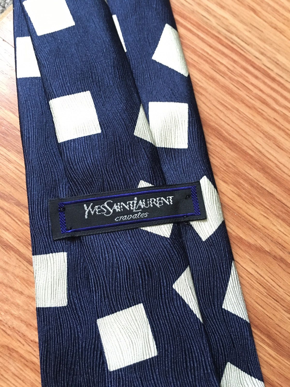 Vintage × Yves Saint Laurent Yves Saint Laurent Blue Vintage Designer Silk Mens Neck Tie Size ONE SIZE - 1 Thumbnail