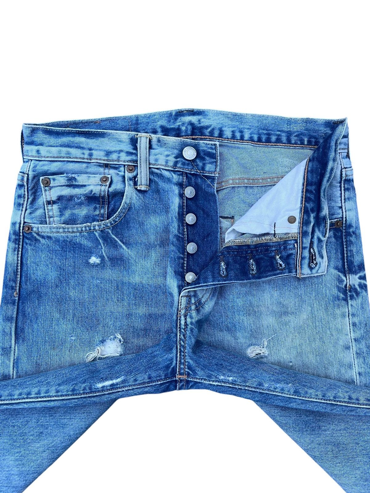 Levi's × Levi's Vintage Clothing Vintage Levi’s 501 Buttonfly Distressed Straight Leg Jeans Size US 29 - 8 Thumbnail