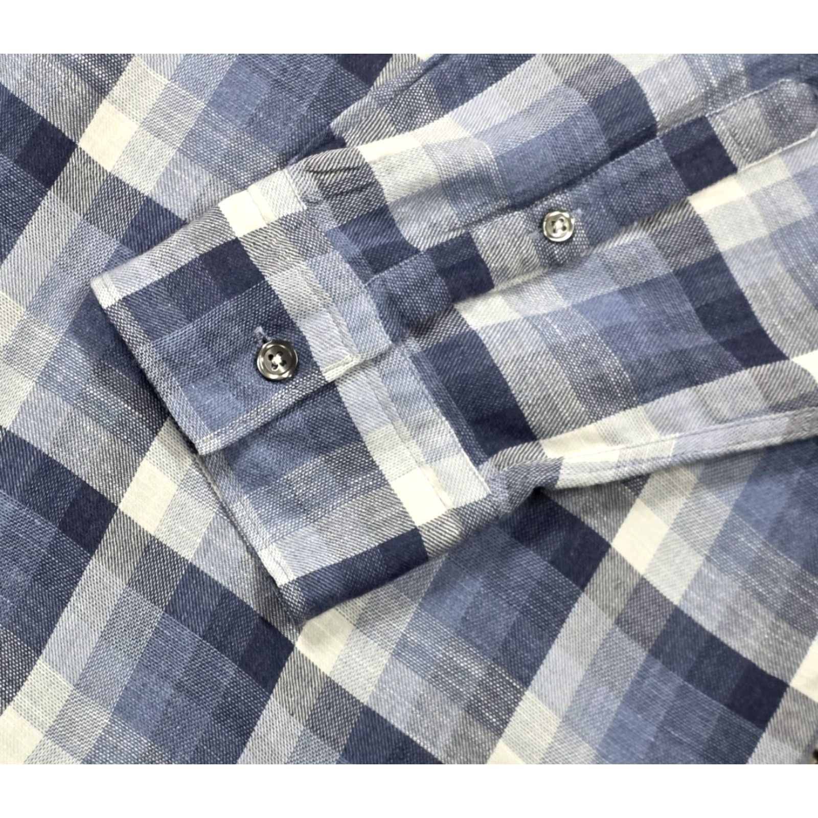 johnnie-O johnnie-O Mens Shirt XL Linen Blend Button-Up Shadow Plaid Roth Size US XL / EU 56 / 4 - 7 Thumbnail