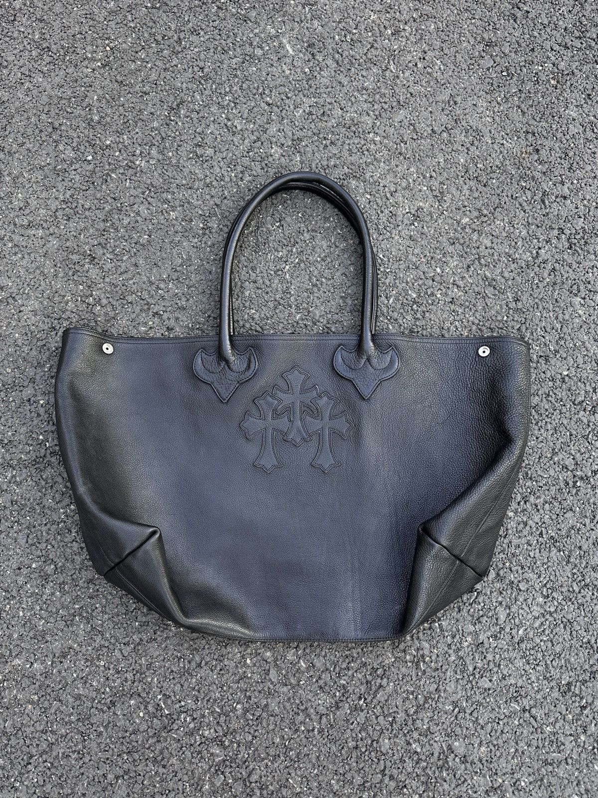 Chrome Hearts Cemetery Cross Patch Double Snap Tote Bag Size ONE SIZE - 4 Thumbnail
