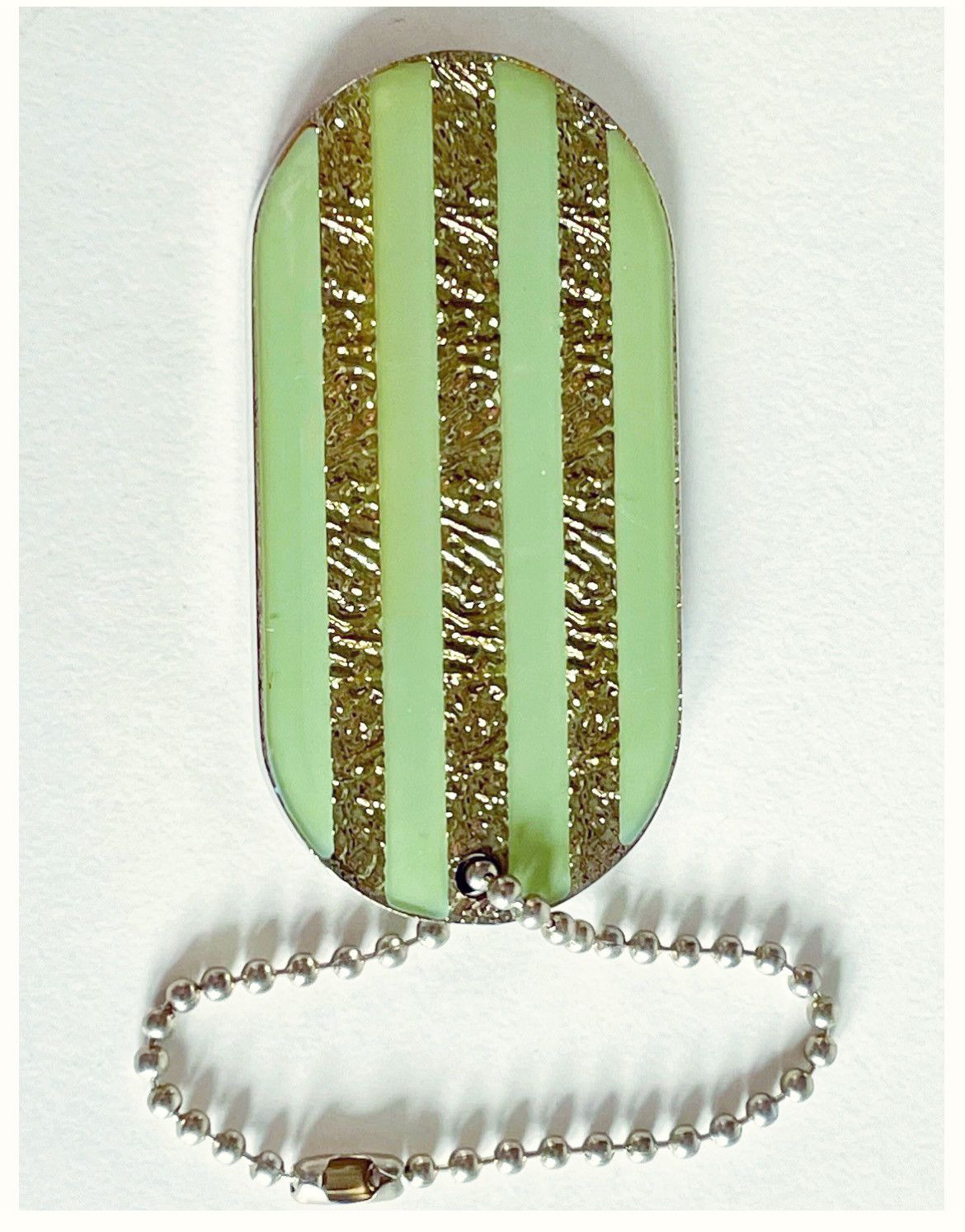 Chanel Authentic CHANEL Vintage Stripe Dog Tag Keychain / Bag Charm Size ONE SIZE - 1 Thumbnail