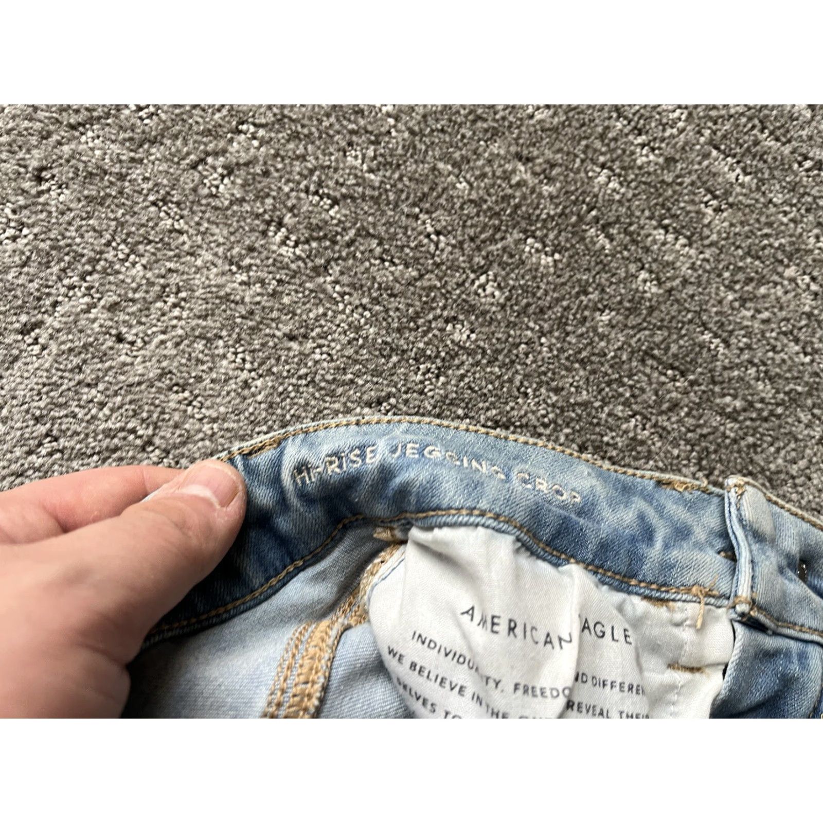 American Eagle Outfitters American Eagle Outfitters Jegging Crop Womens 2 High Rise Skinny Dark Blue Distressed Jeans Girls Size 26" / US 2 / IT 38 - 6 Thumbnail