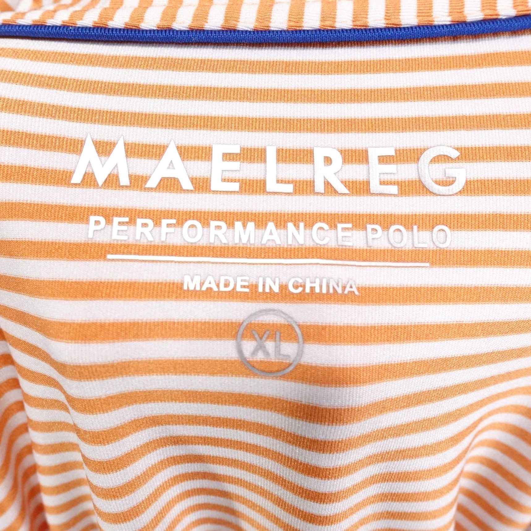 Vintage Maelreg Polo Shirt Mens XL Orange White Stripe Performance Golf Casual Shirt Size US XL / EU 56 / 4 - 7 Thumbnail
