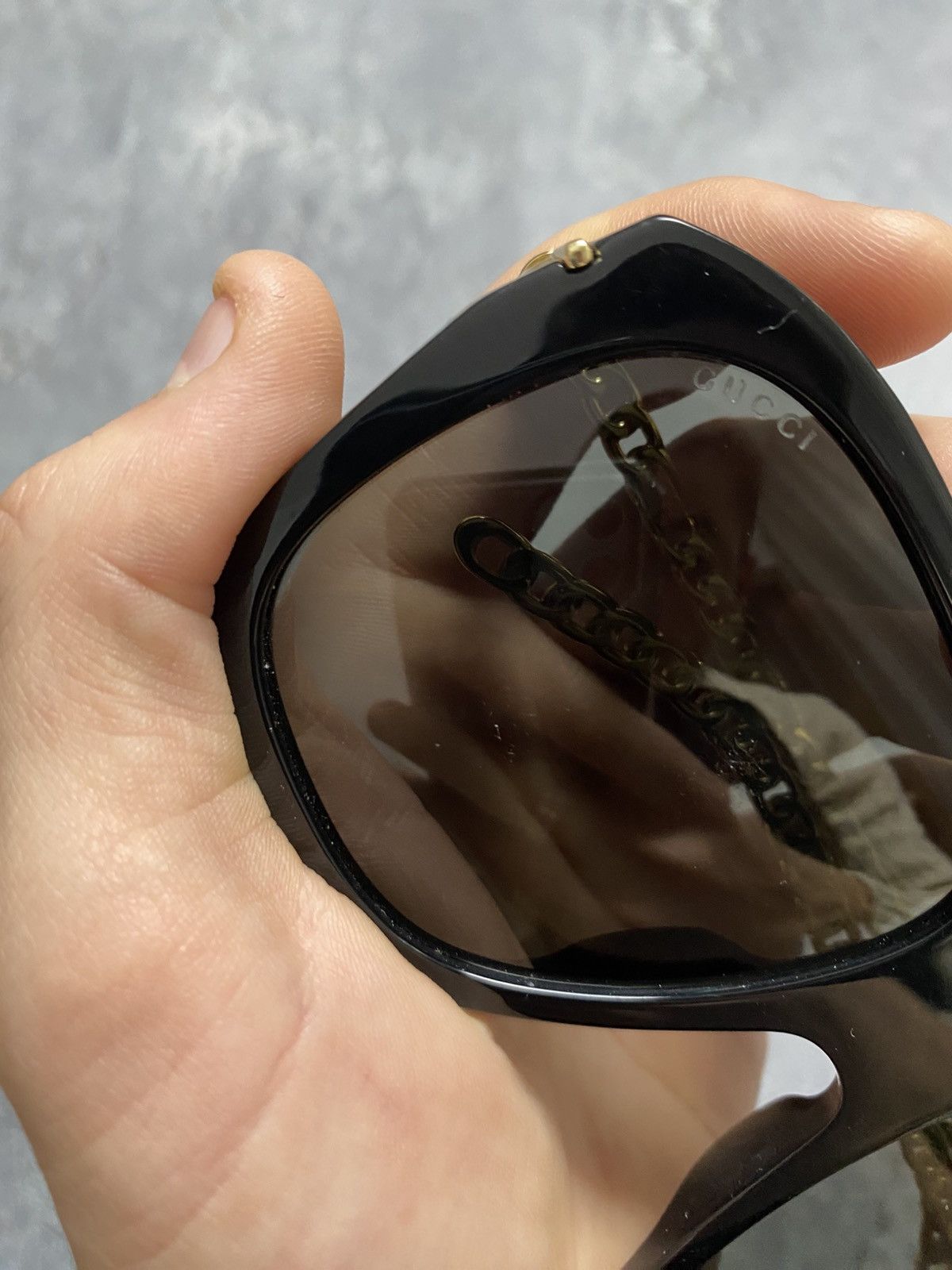 Gucci Gucci GG0723S 001 Sunglasses Square Gold Chain Temple Size ONE SIZE - 10 Thumbnail