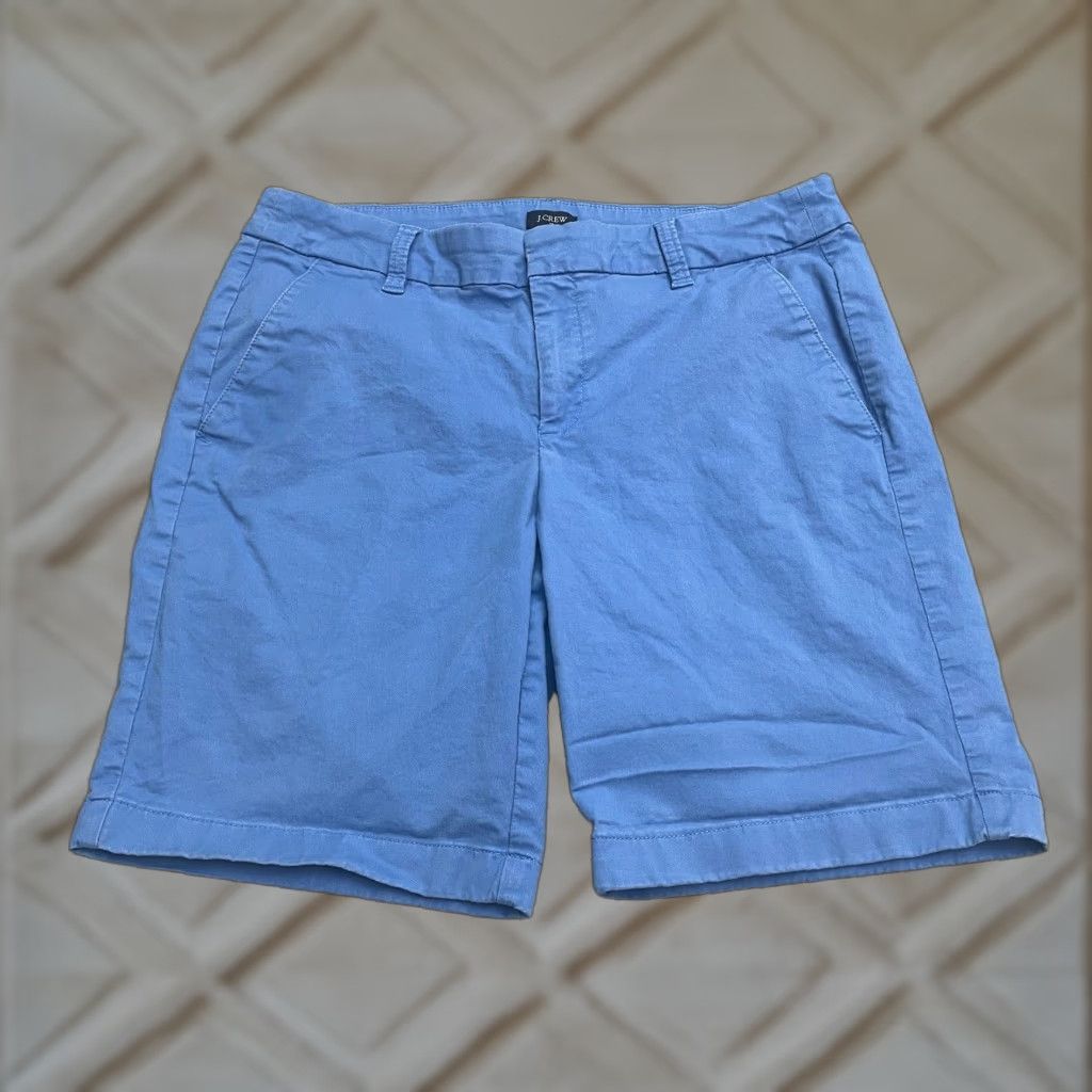 J.Crew J. Crew Chino Shorts Womens 8 Blue Mid Rise Pockets Cotton Casual Outdoor 33x9 Vintage: No Size 30" / US 8 / IT 44 - 1 Thumbnail