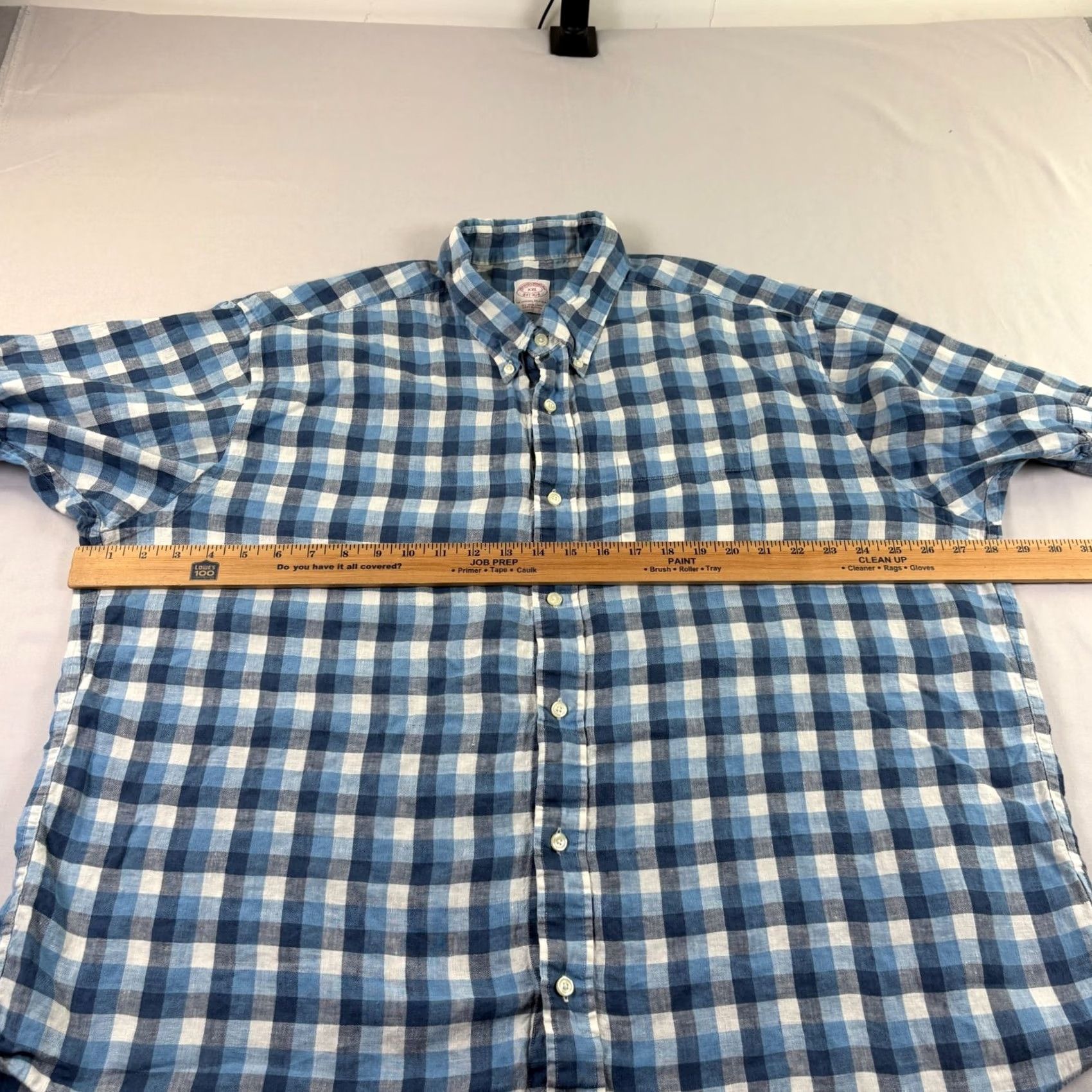 Brooks Brothers Brooks Brothers Linen Shirt Mens 2XL Blue Plaid Button-Up Short Sleeve Beach Shirt Size US XXL / EU 58 / 5 - 4 Thumbnail