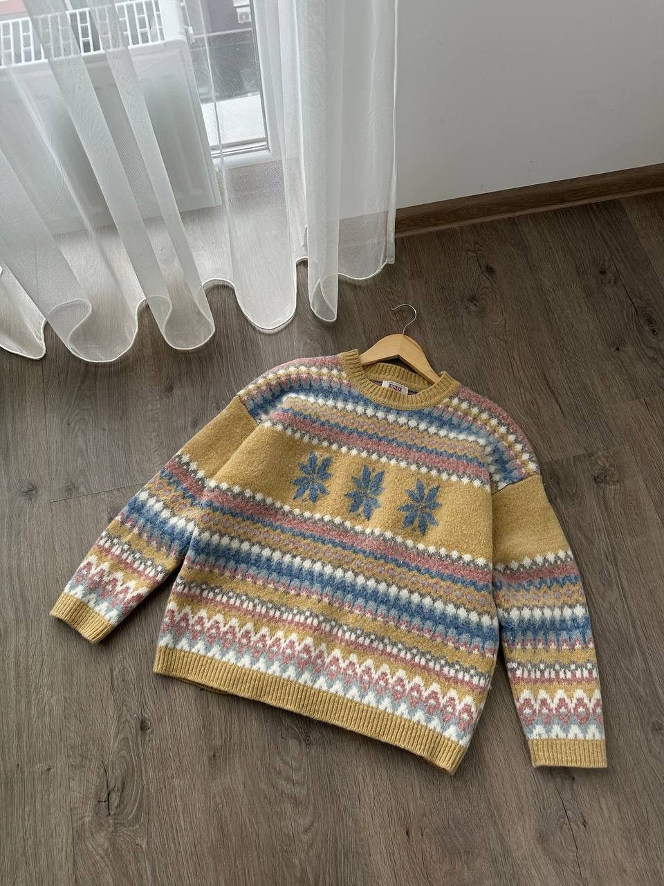 Other UK × Vintage Vintage Sisley Pure Mohair Wool Warm Yellow Sweater Size US M / EU 48-50 / 2 - 9 Thumbnail