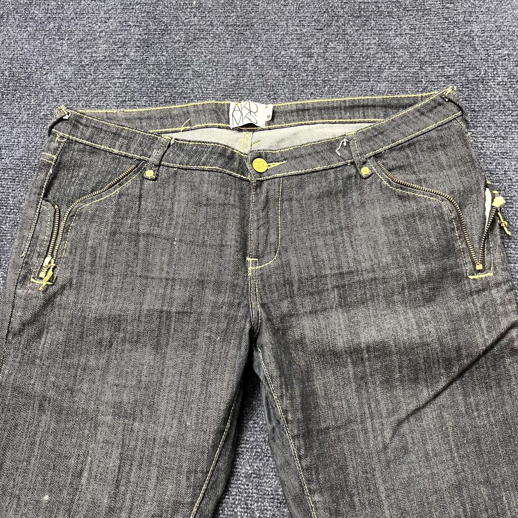 Denime Y2K AKDMKS Jeans Mens 38 x 32 Dark Wash Slim Straight Denim Zip Pockets Blue Size US 38 / EU 54 - 3 Thumbnail
