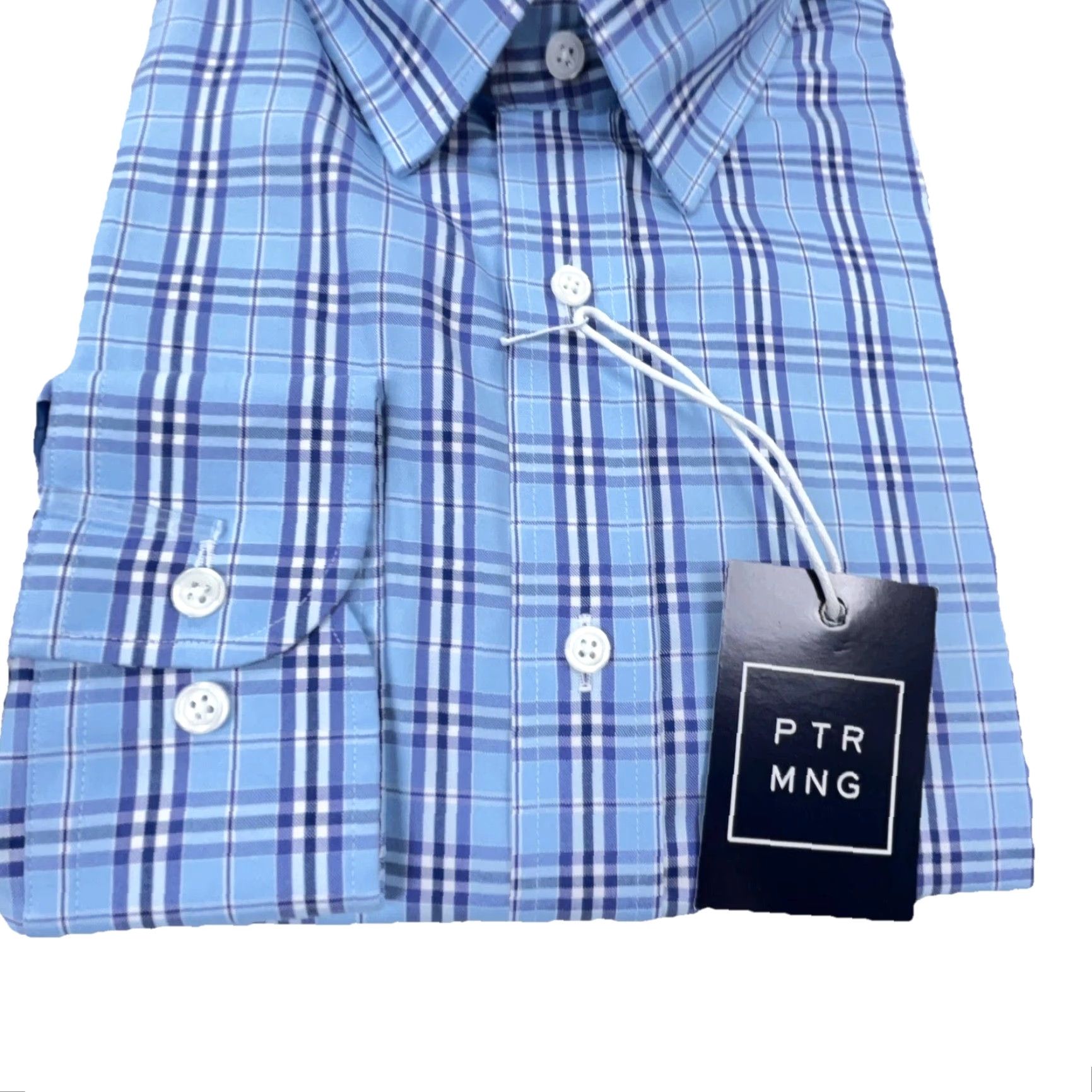 Vintage Peter Manning Shirt Men 4X Blue Plaid Button-Front Collared Long Sleeve Cotton Regular Fit Mens Size 48R - 7 Thumbnail