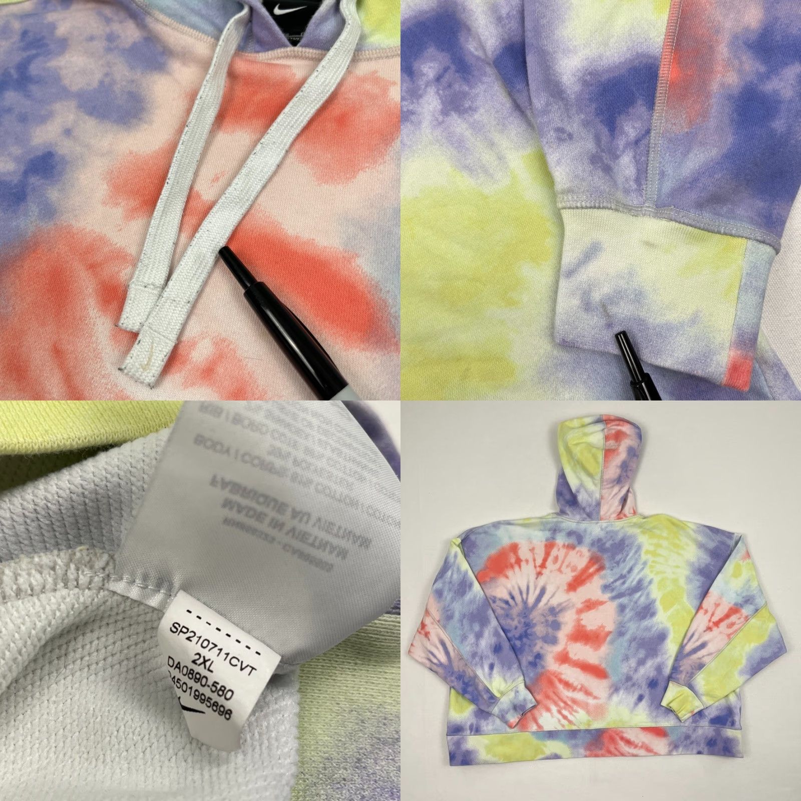 Nike Nike Hoodie Womens 2XL Crop Tie Dye Pullover Sweatshirt Active Gym DA0890-580 Size XXL / US 16-18 / IT 52-54 - 8 Thumbnail