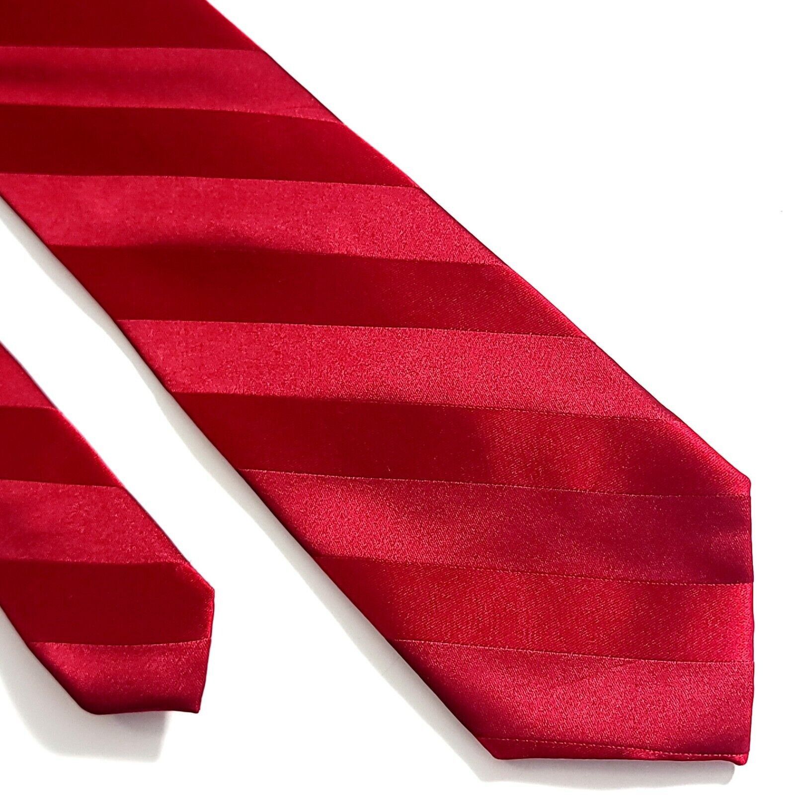 George George Red Striped Woven Silk Tie Size ONE SIZE - 1 Thumbnail