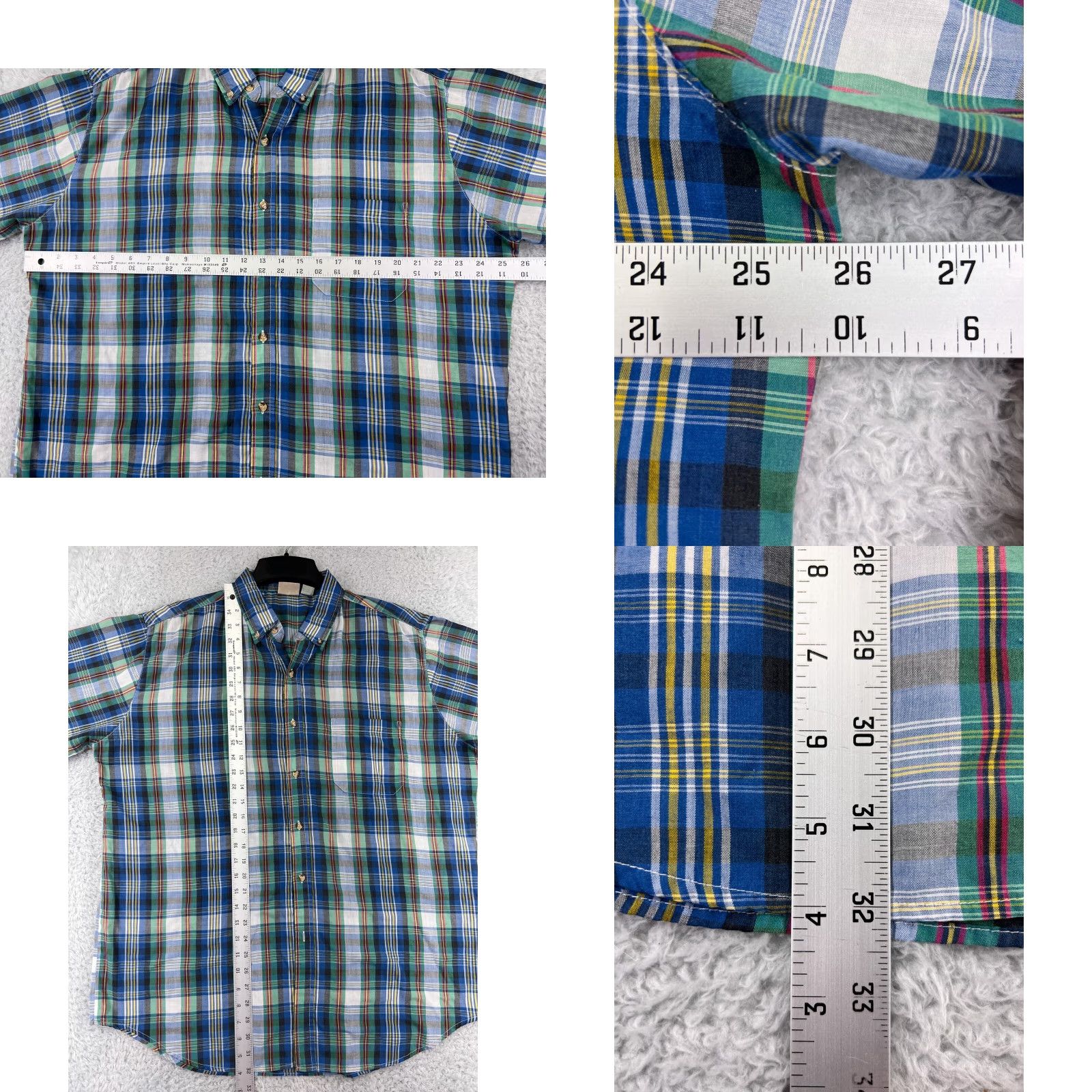 Vintage Saddlebrook Shirt Mens XL Plaid Button-Up Collared Short Sleeve Blue Green Cotton Work Western Rodeo Cowboy American 2000s 2010s Wrangler Twenty X Size US XL / EU 56 / 4 - 9 Thumbnail
