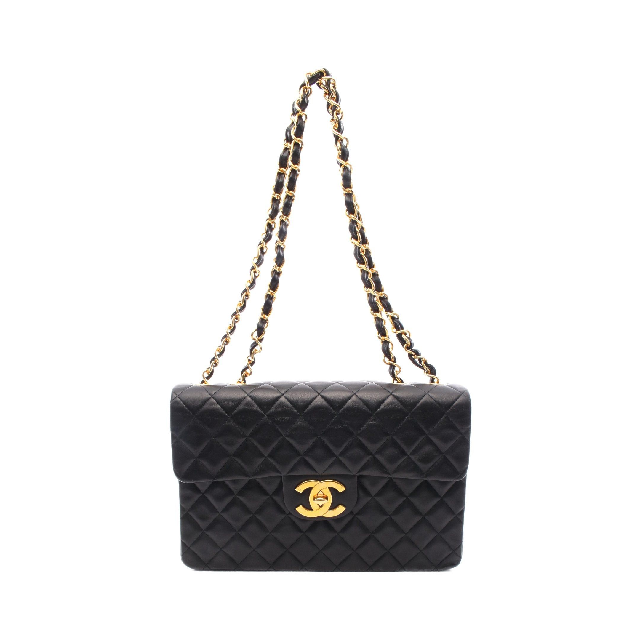 Chanel Chanel Decamatlassé 34 Double Chain Shoulder Bag Lambskin Black Gold Hardware Size ONE SIZE - 1 Thumbnail