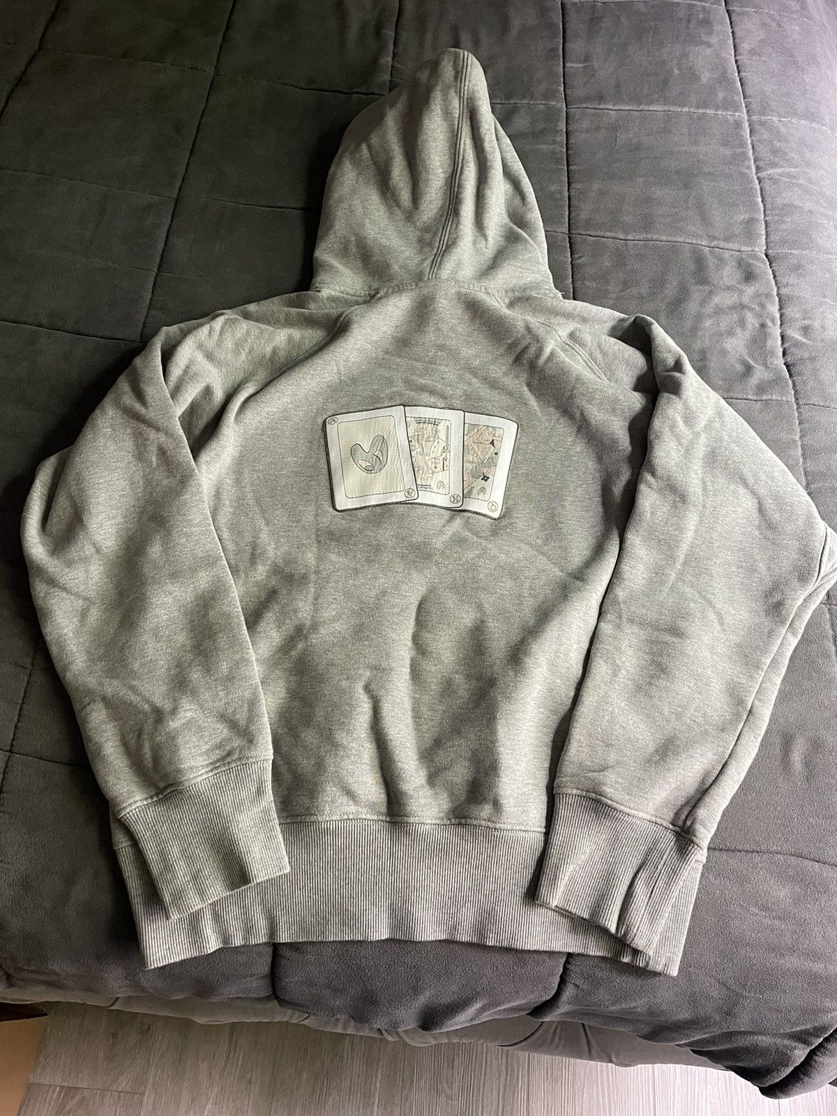 Image of Dior Kenny Scharf Playing Cards Hoodie in Grey, Men's (Size Small)