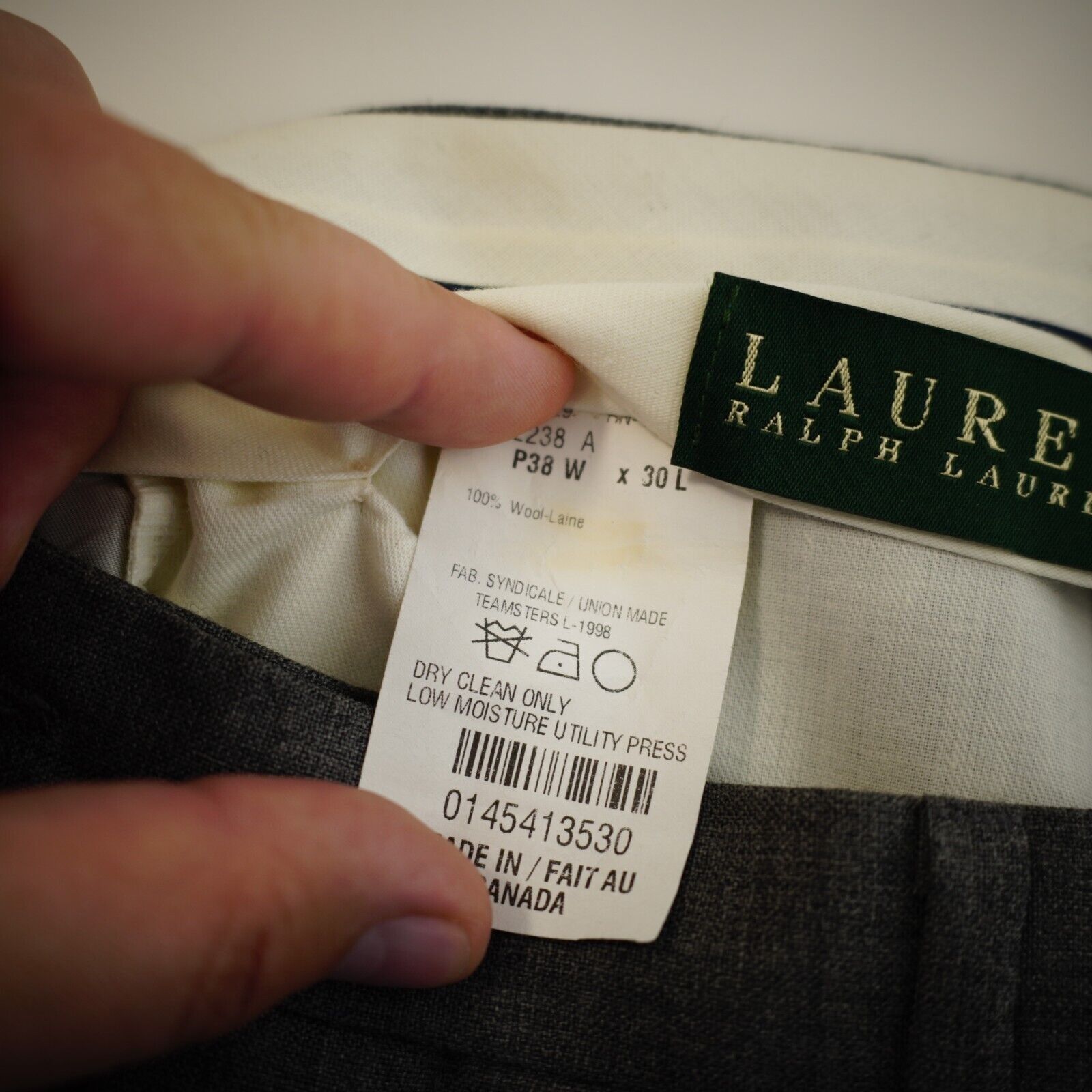 Lauren Ralph Lauren Lauren Ralph Lauren Super 100's Wool Gray Flat Front Mid Ris Size 40R - 6 Thumbnail
