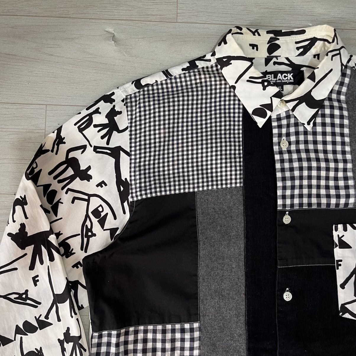 Comme des Garcons Black Comme des Garçons cut & saw shirt corduroy/nylon/linen Size US XL / EU 56 / 4 - 5 Thumbnail