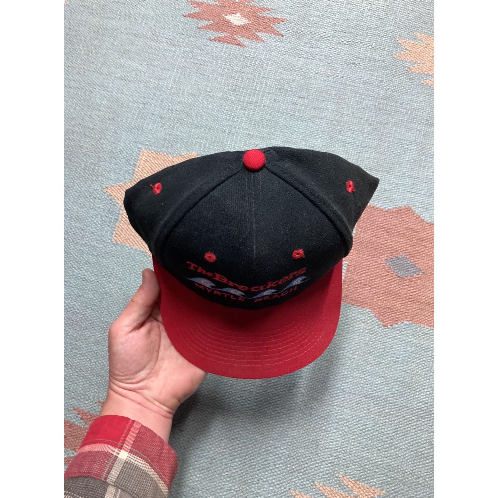 Vintage VINTAGE Myrtle Beach Snapback 90s Hat Cap Men Adjustable Black Ocean Waves The Breakers Resort Size ONE SIZE - 3 Thumbnail