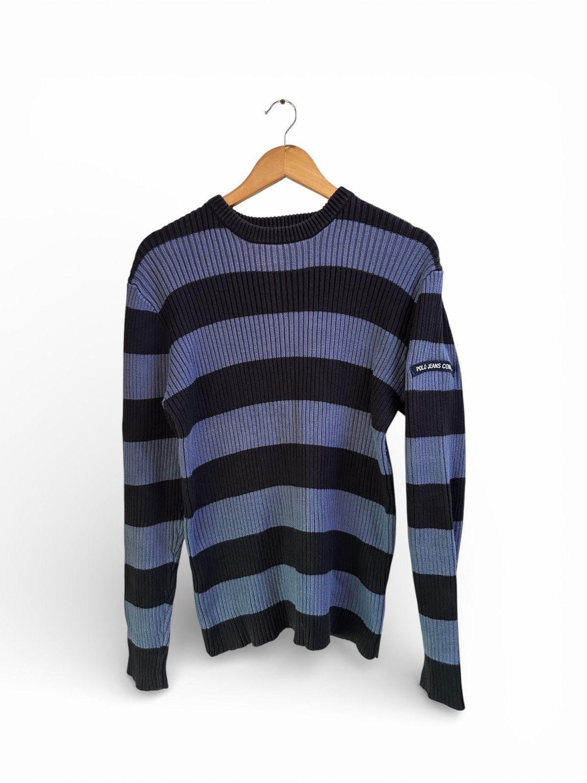 Ralph Lauren 90s Polo Jeans Company Striped Ribbed Sweater Size US M / EU 48-50 / 2 - 2 Thumbnail