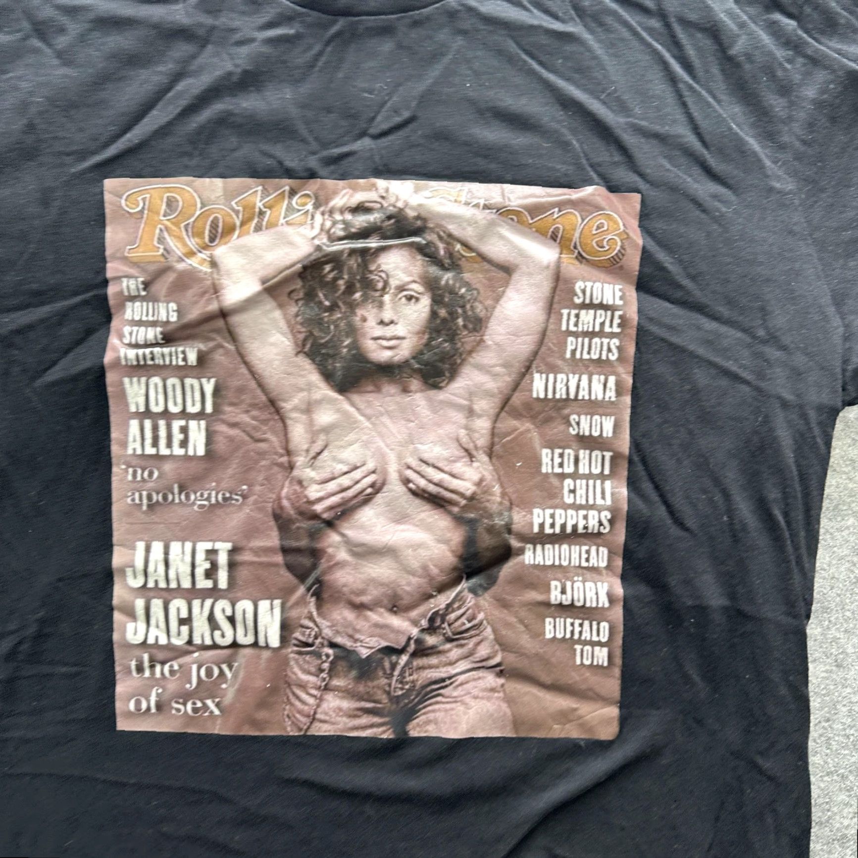 Vintage Janet Jackson Rolling Stone Shirt Mens Large Black Graphic Music Tee Cover Size US L / EU 52-54 / 3 - 6 Thumbnail