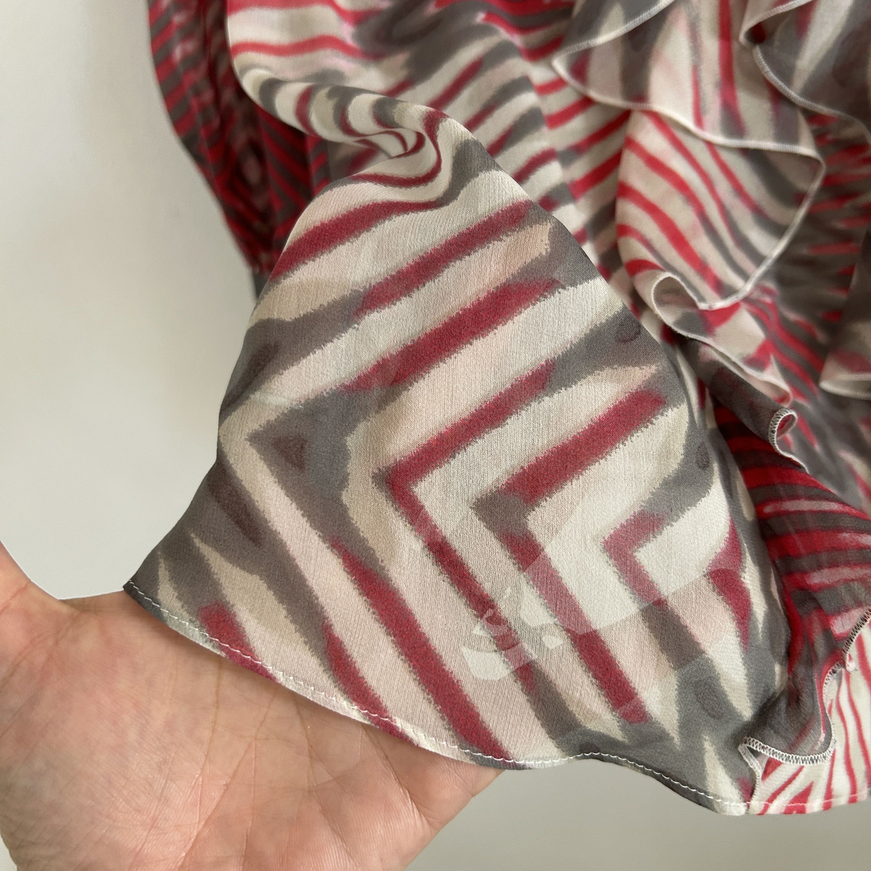 Vintage Vintage 90s Silk Ruffle Blouse Size M / US 6-8 / IT 42-44 - 9 Thumbnail